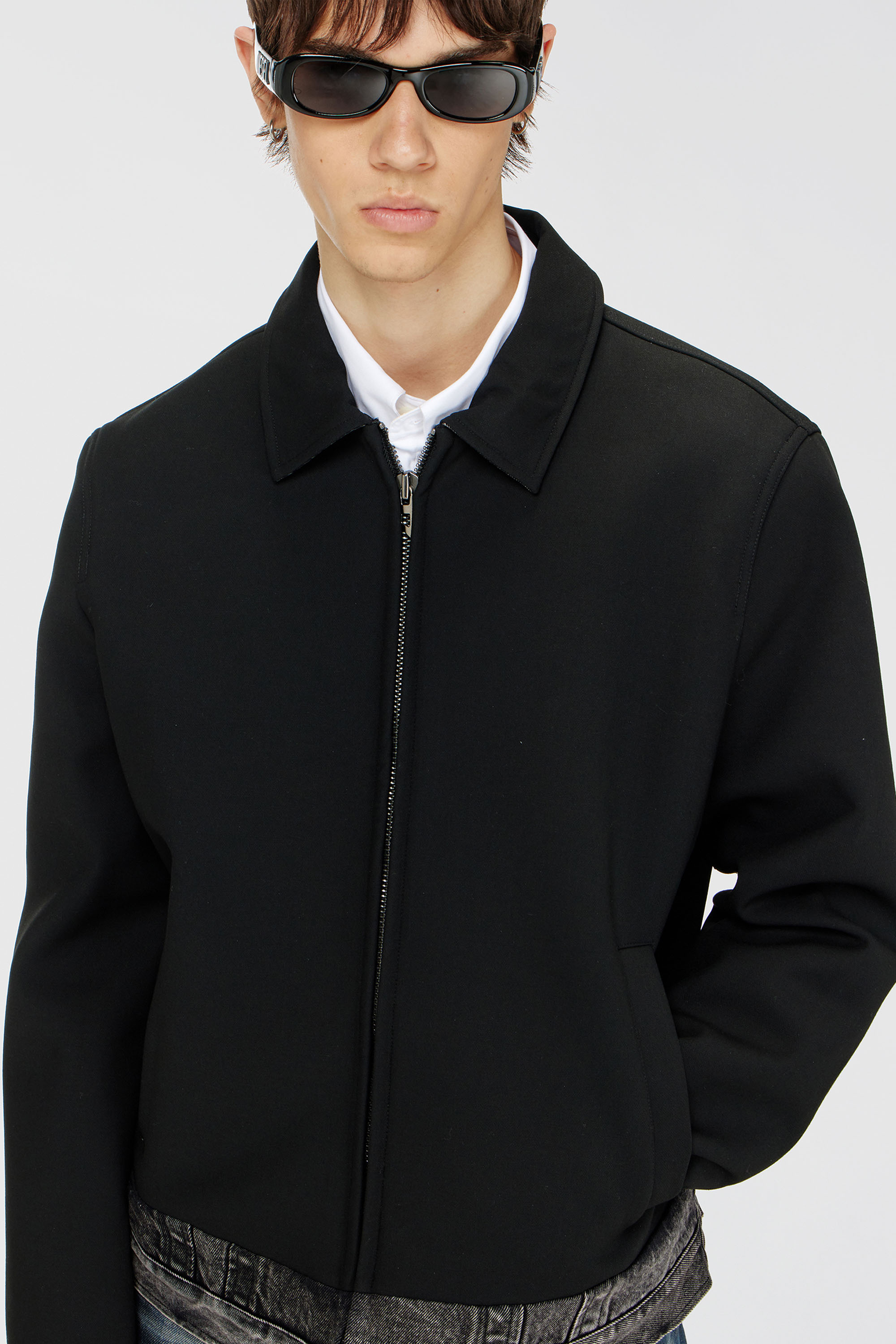 Diesel - J-RAJAM, Herren Coach-Jacke mit Denim-Abschnitt in Schwarz - 5