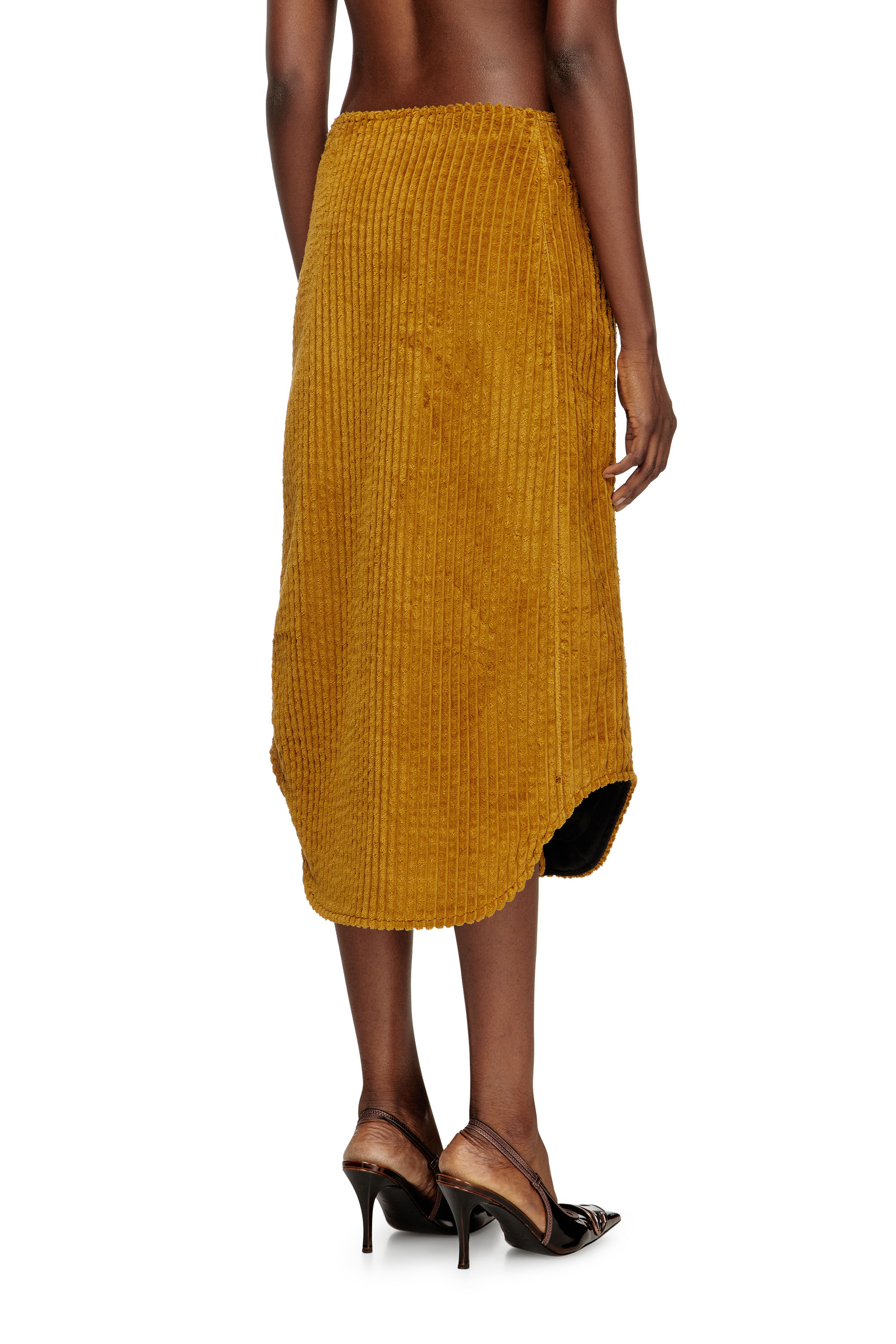 Diesel - O-LLIPOP, Gonna midi in cotone con zip Donna in Marrone - 4