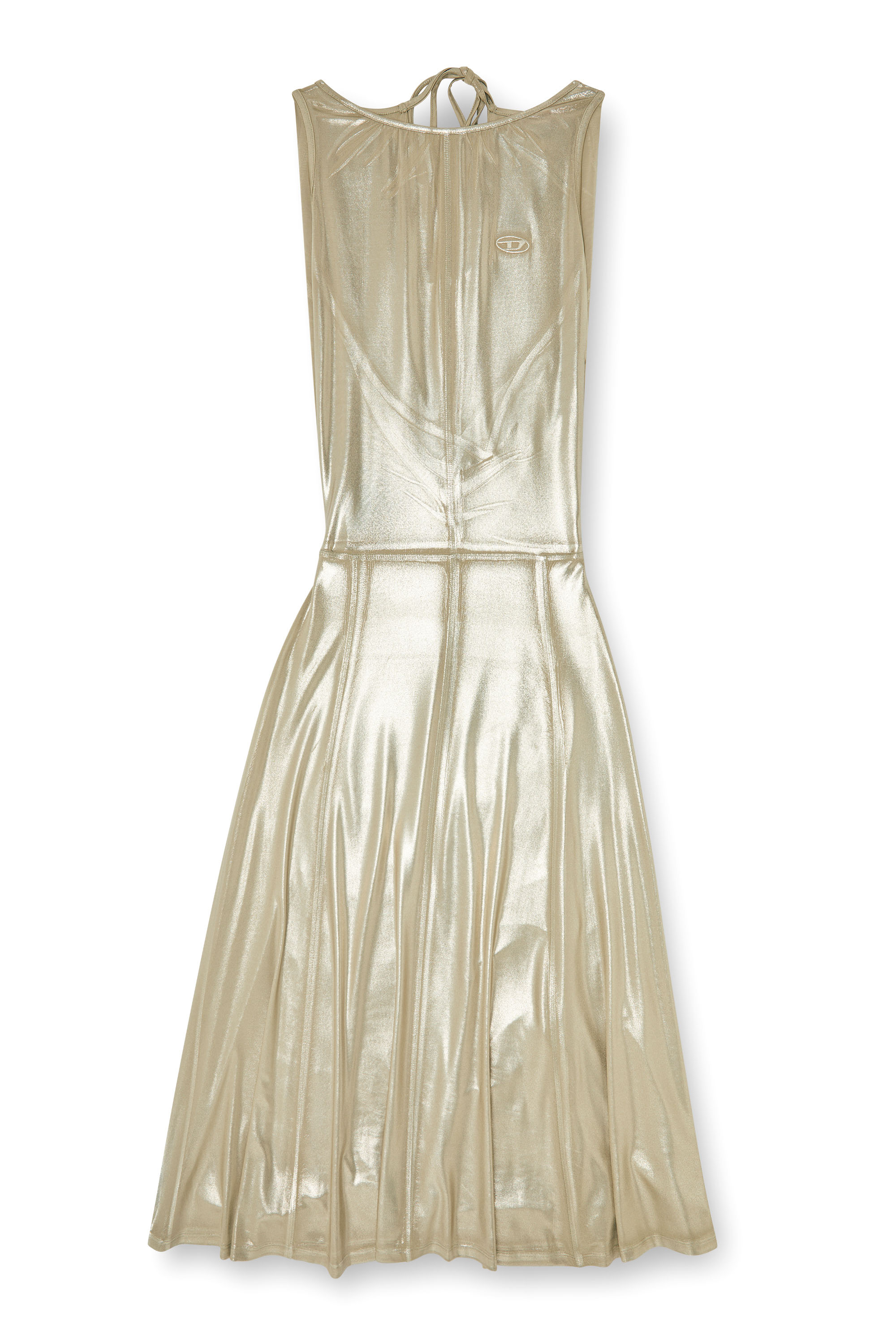 Diesel - D-DYVYNY, Abito midi metallizzato fluido con schiena scoperta Donna in ToBeDefined - 2