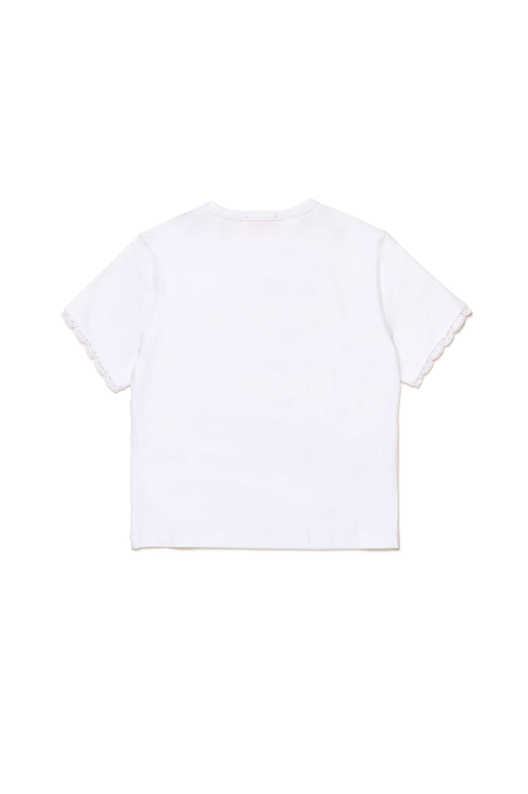 Diesel - TUNCUTIELACE, Femme T-shirt avec bordures de manches en dentelle in Blanc - Image 2