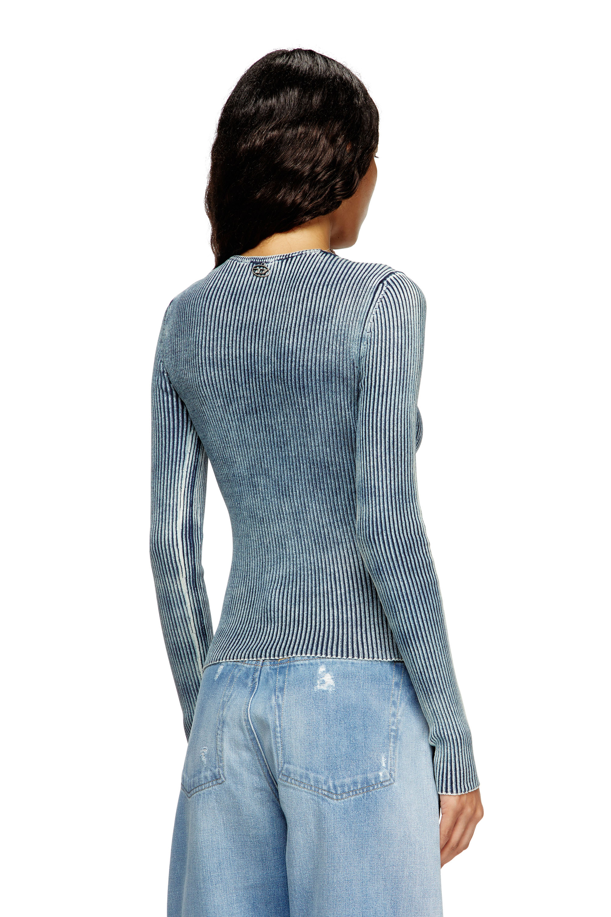 Diesel - M-MILMO, Pull en fil de denim à effet brillant Femme in Bleu - 4
