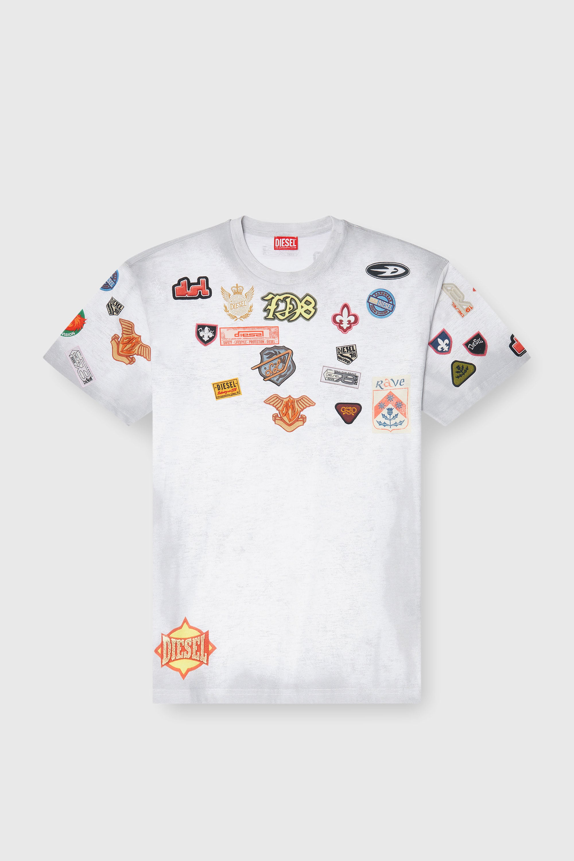 Diesel - T-BOXT-AA6, Herren T-Shirt aus Baumwolle mit all-over patches print in Wei&szlig; - 2
