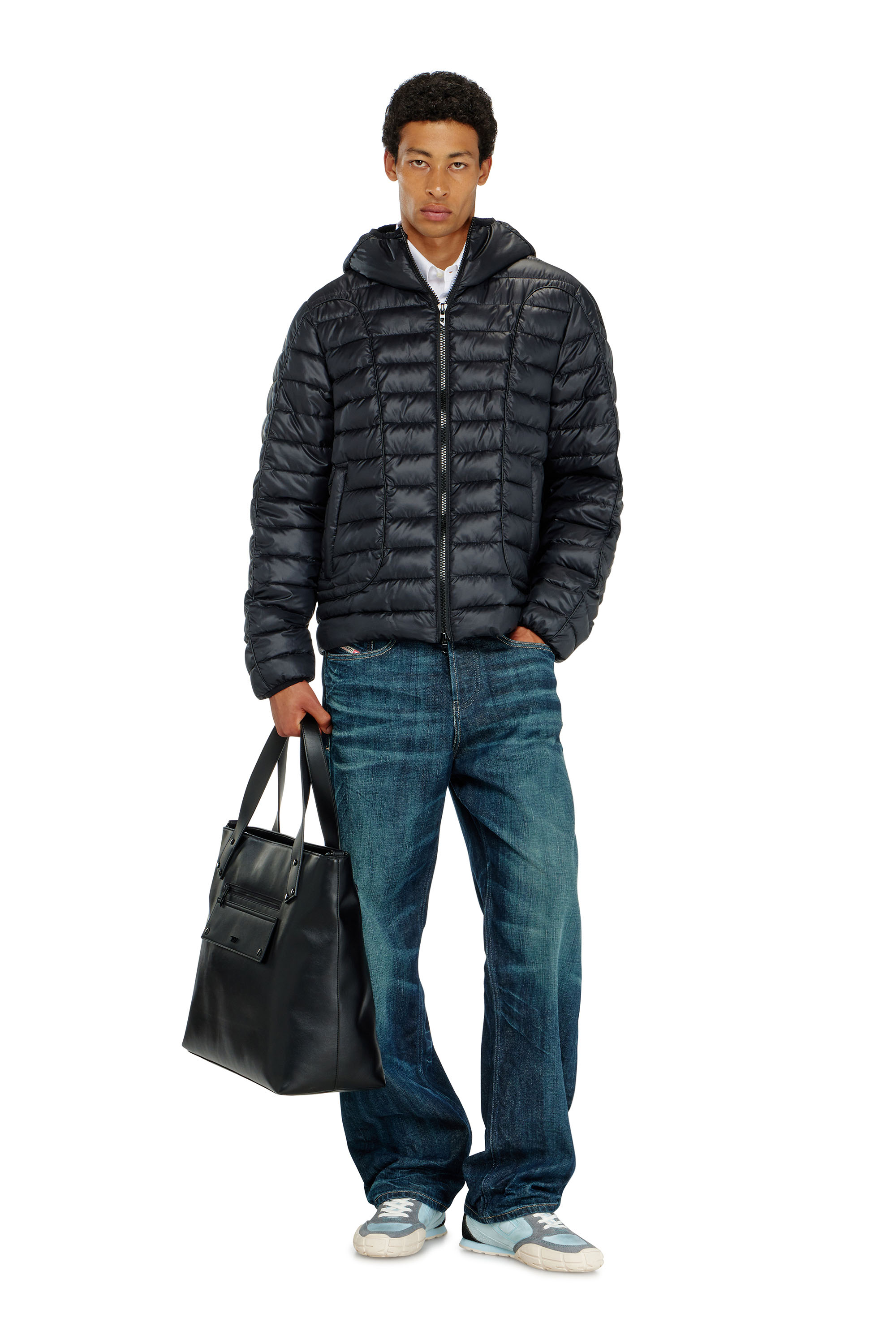 Diesel - W-STONE-WRD, Piumino con profili tono su tono Uomo in Nero - 2