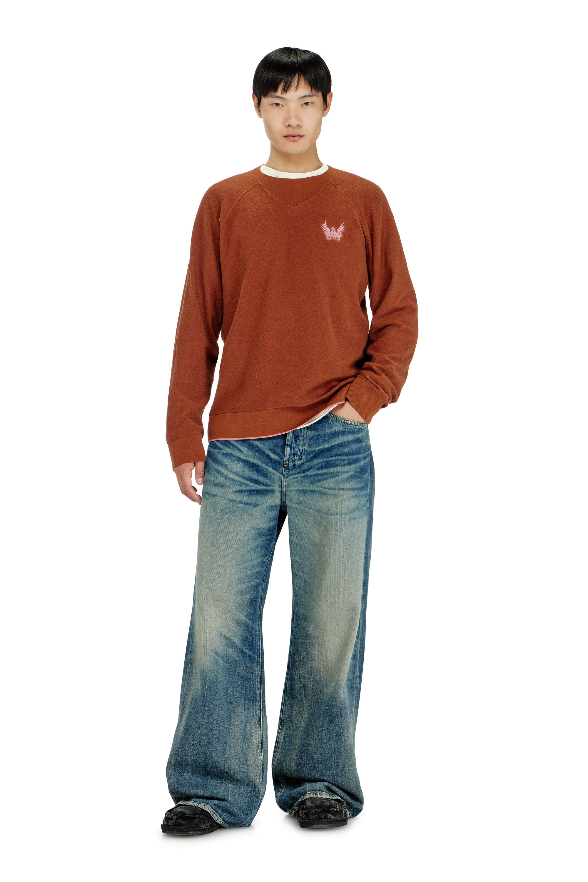Diesel - K-RALFS, Herren Boucl&eacute;-Pullover mit Phoenix-Stickerei in null - 1
