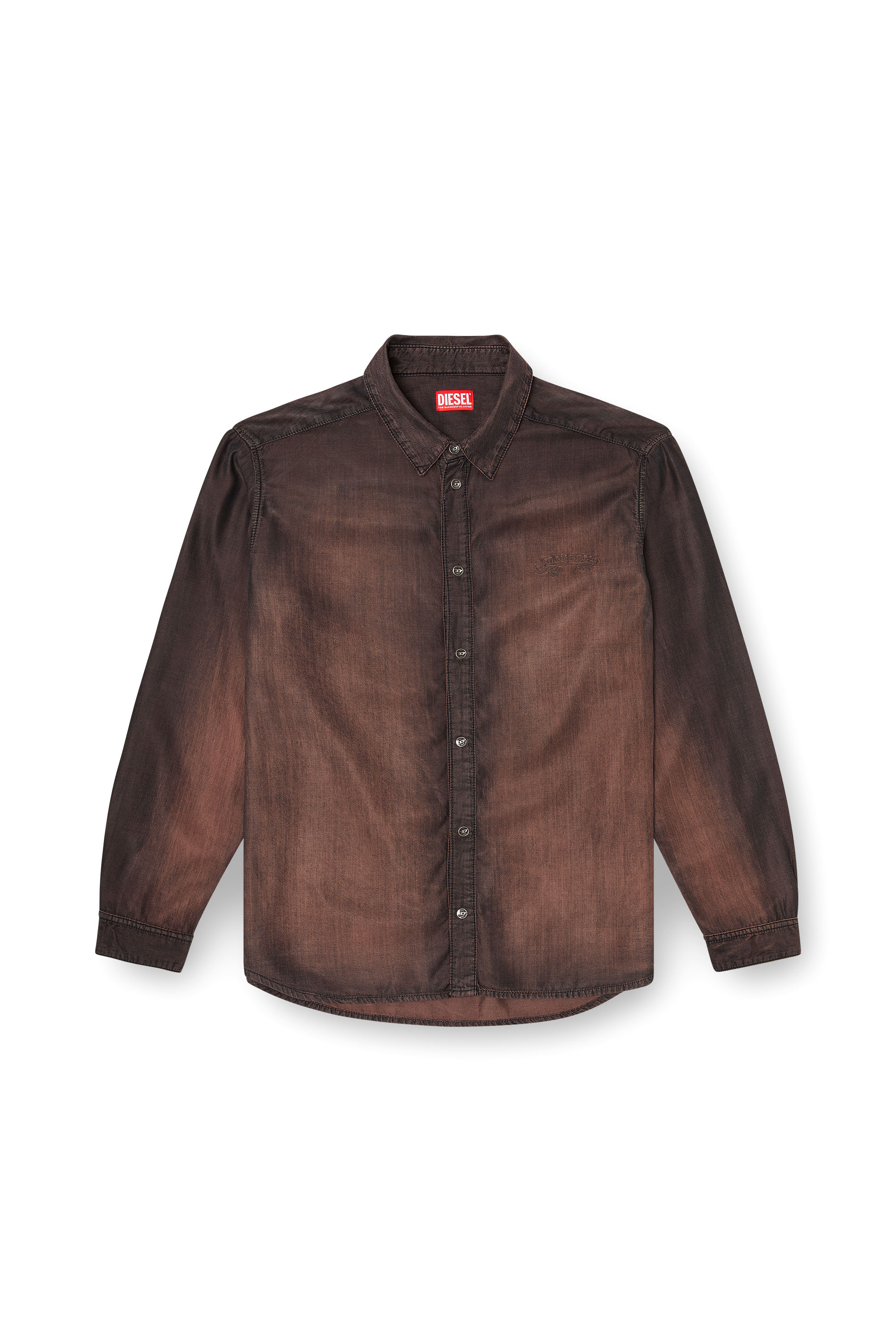 Diesel - D-SIMPLY-S16, Chemise en denim enduit fluide Homme in Marron - 2