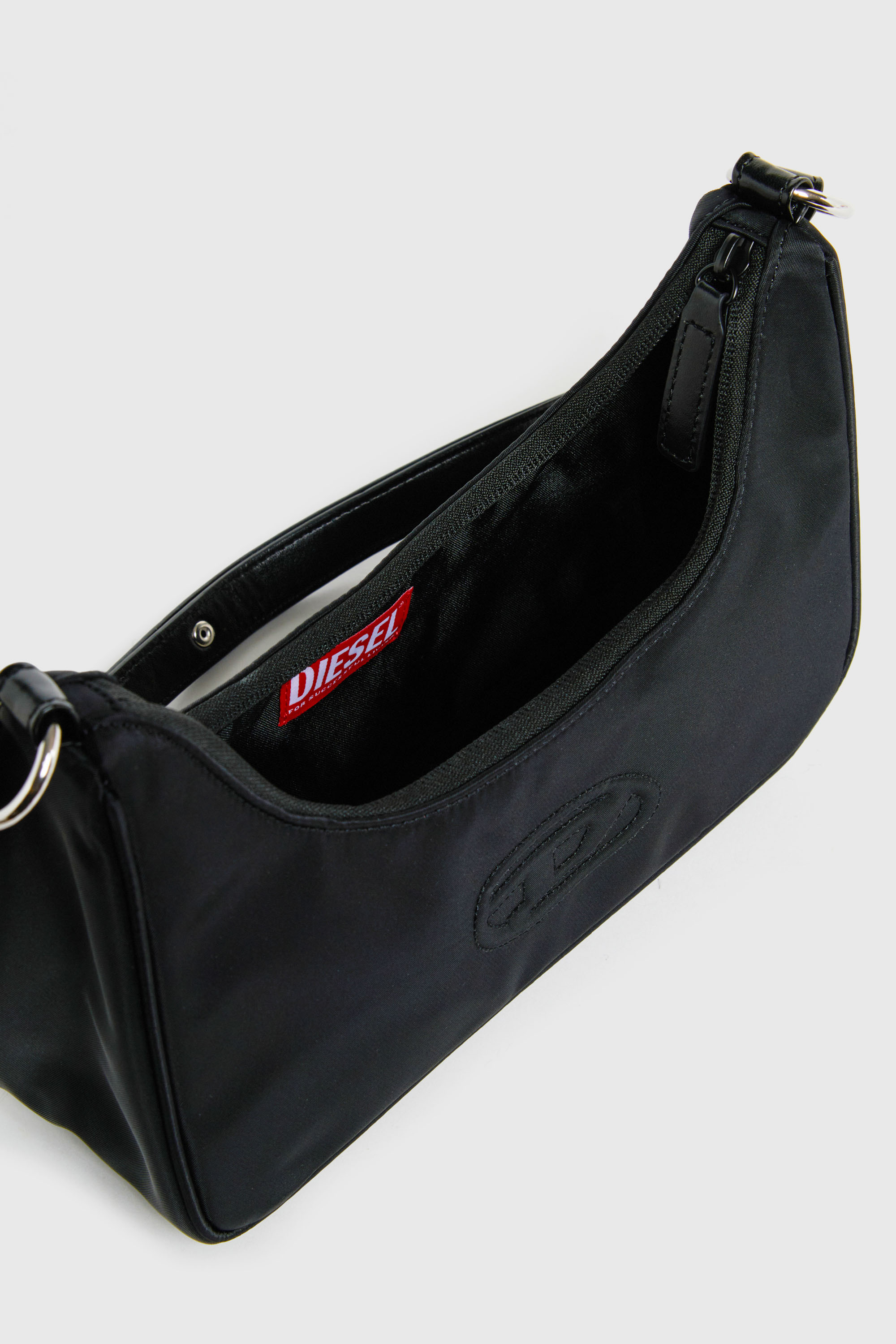 Diesel - WUNSY, WUNSY - Sac bandouli&egrave;re en nylon avec logo Oval D Femme in Noir - 4