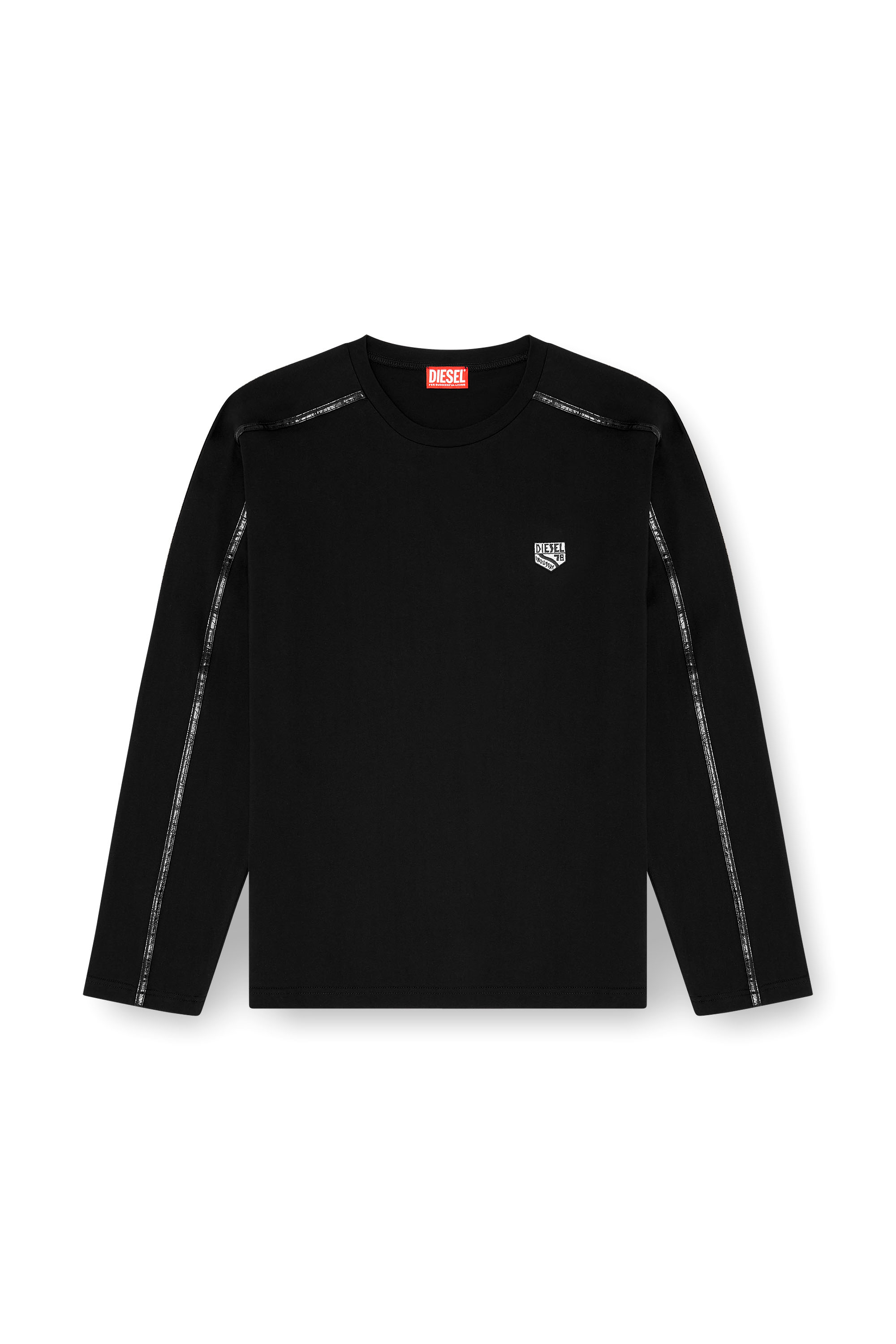 Diesel - T-NORM-LS-FL, T-shirt &agrave; manches longues avec finitions ton sur ton Homme in Noir - 3