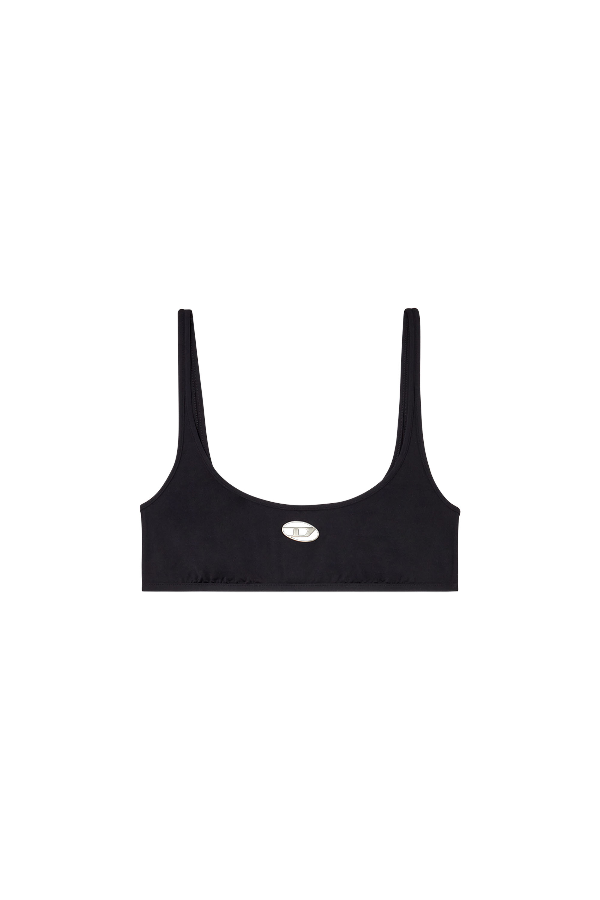 Diesel - KELSI-UTLT, Bralette in microfibra con logo cut out Donna in Nero - 4