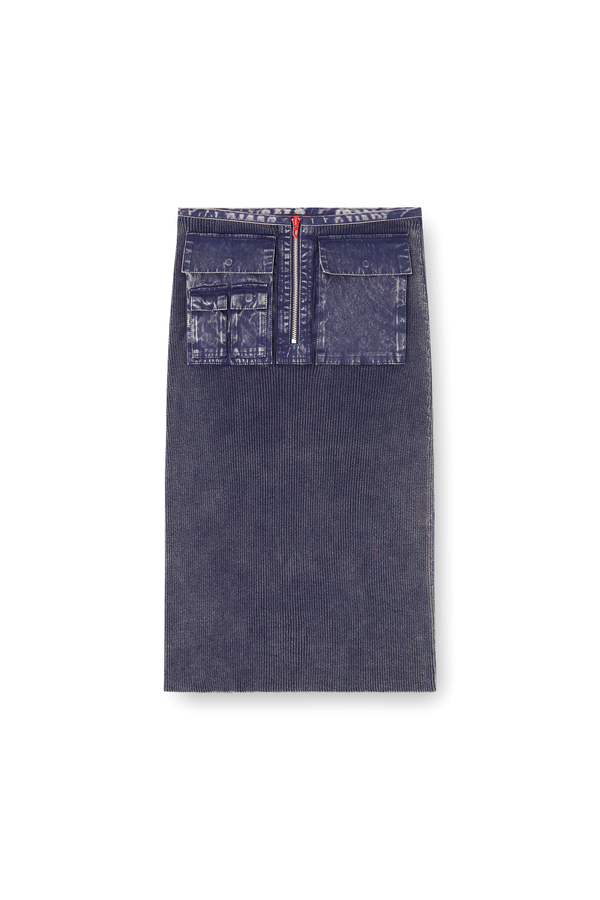 Diesel - M-MERYN, Gonna midi in maglia con tasche in denim Donna in Blu - 3