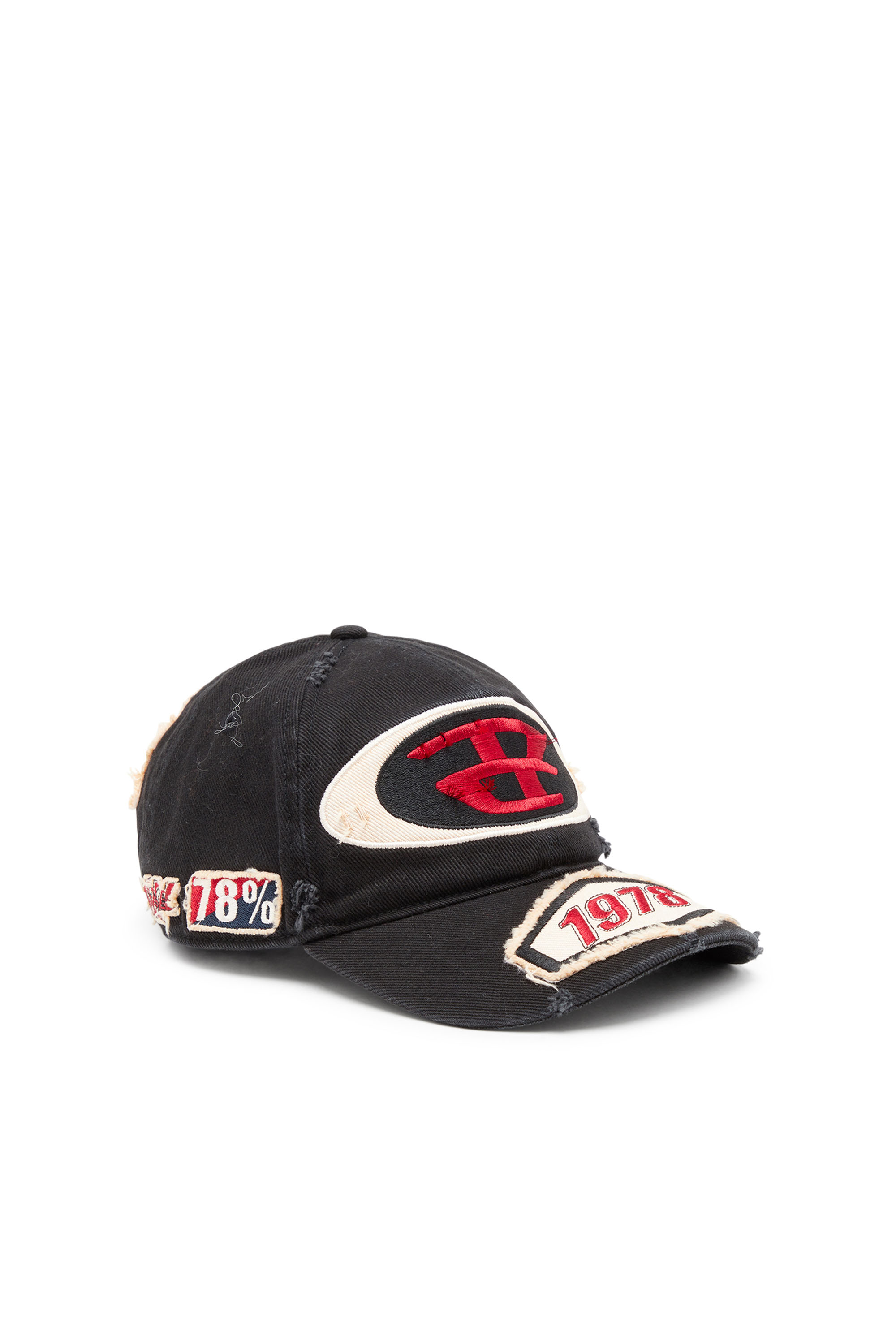 Diesel - C-BRAFF, Cappello da baseball con patch ricamate Uomo in Nero - 1