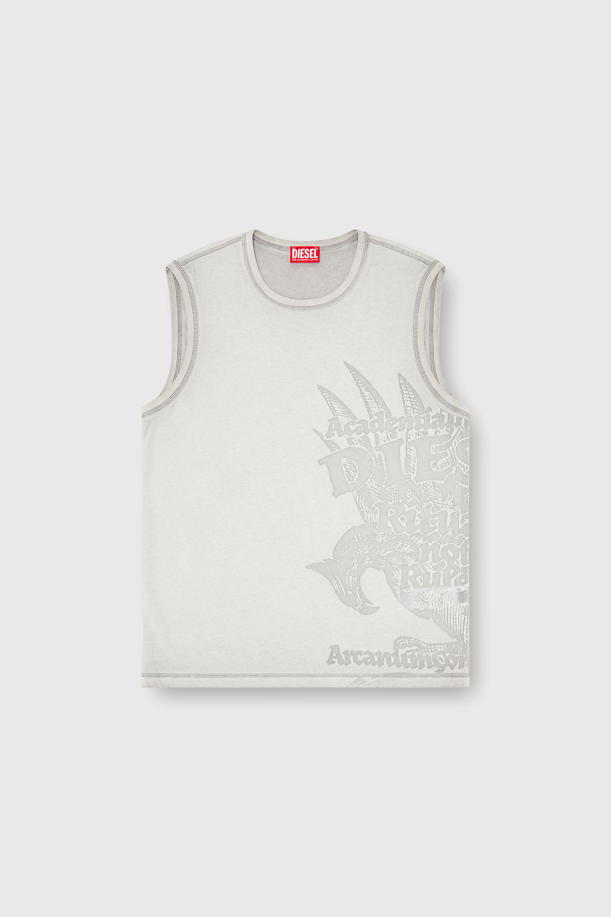 Diesel - T-RAWBISCO, Top smanicato con grafiche in rilievo Uomo in Grigio - 2