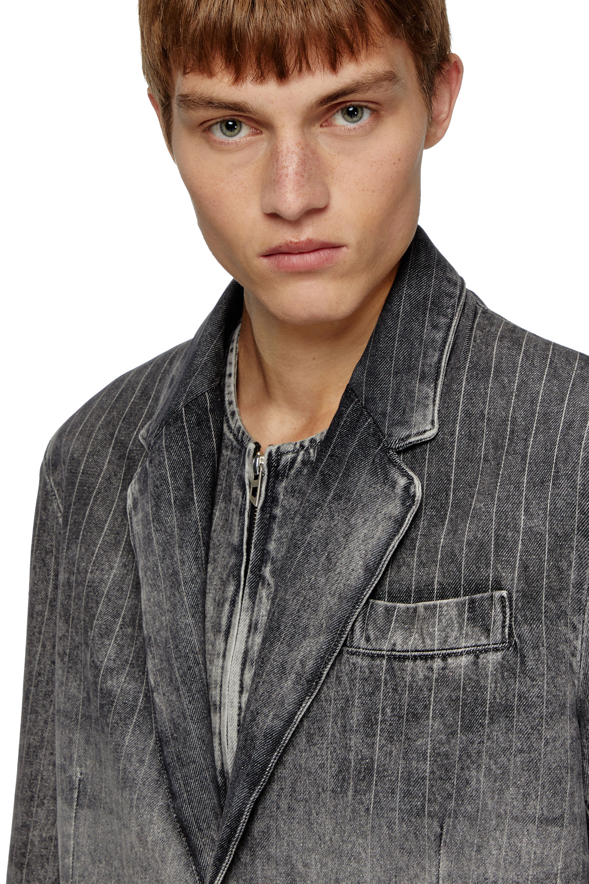 Diesel - D-REGER-S, Blazer in denim pinstripe Unisex in Nero - 6