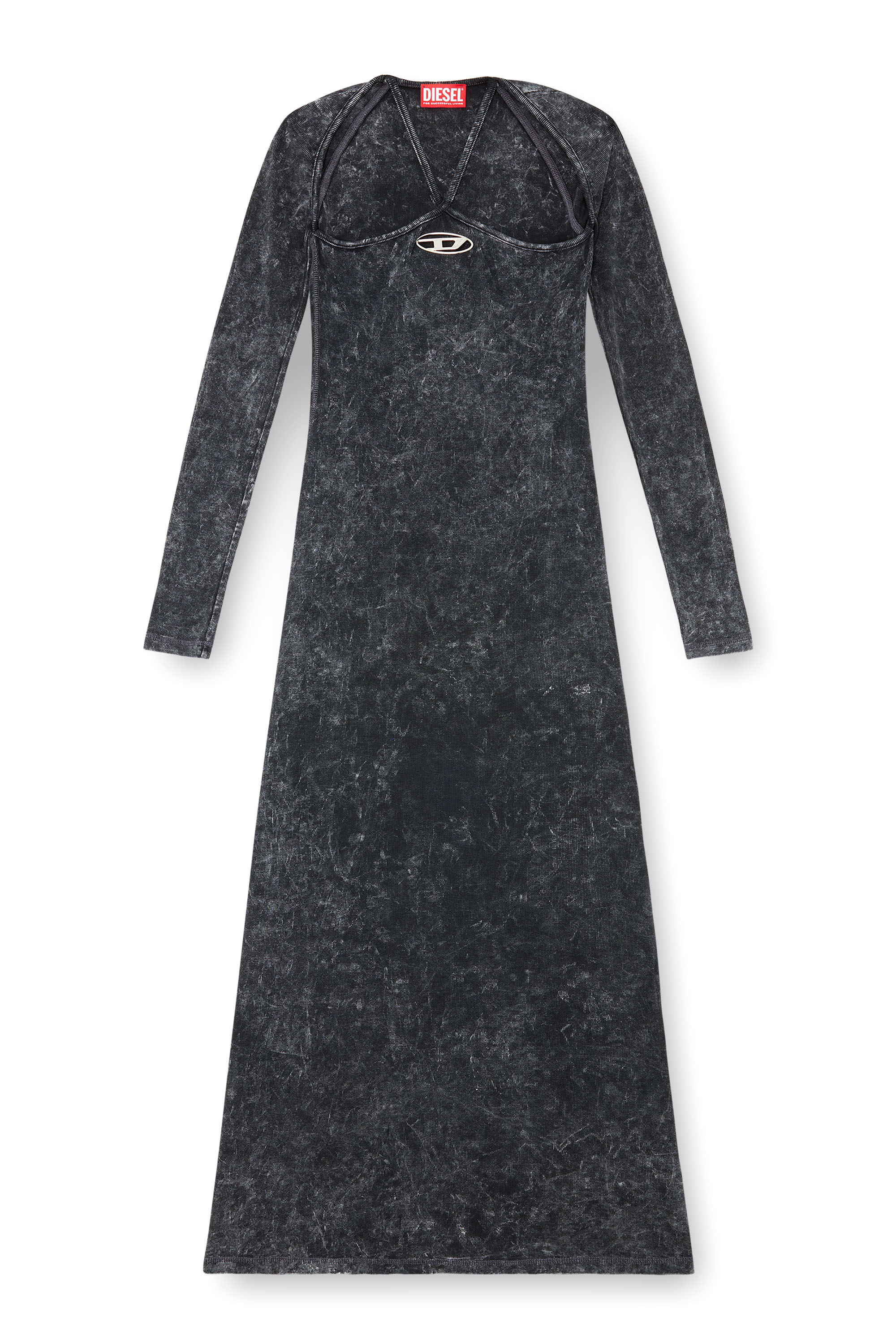 Diesel - D-MARINEL, Woman Long dress with marbled effect in Black - Image 4