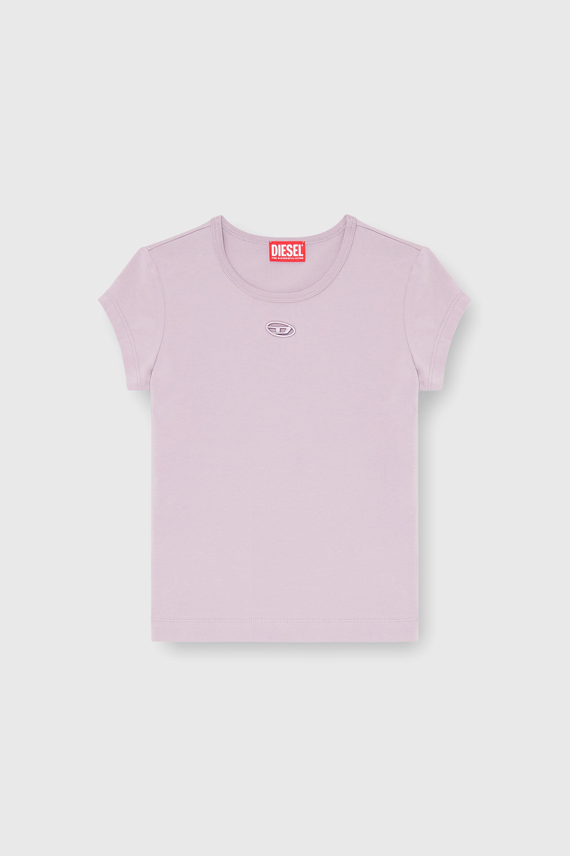 Diesel - T-ANGIE-OD, T-shirt con piccolo cut-out ricamato Donna in Viola - 2