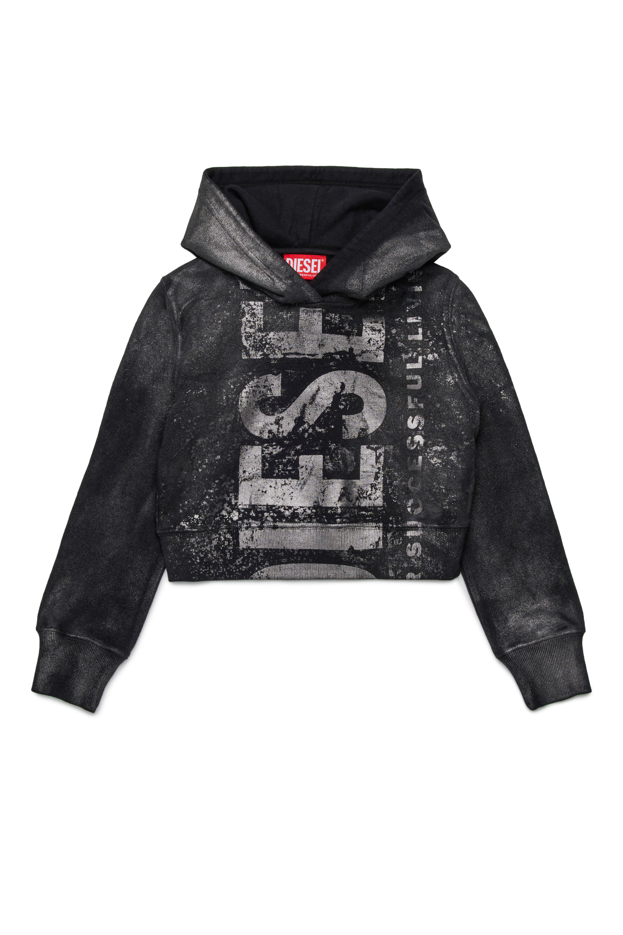 Diesel - SLIMPHOOD, Hoodie in cotone con stampa logo Donna in Nero - 1