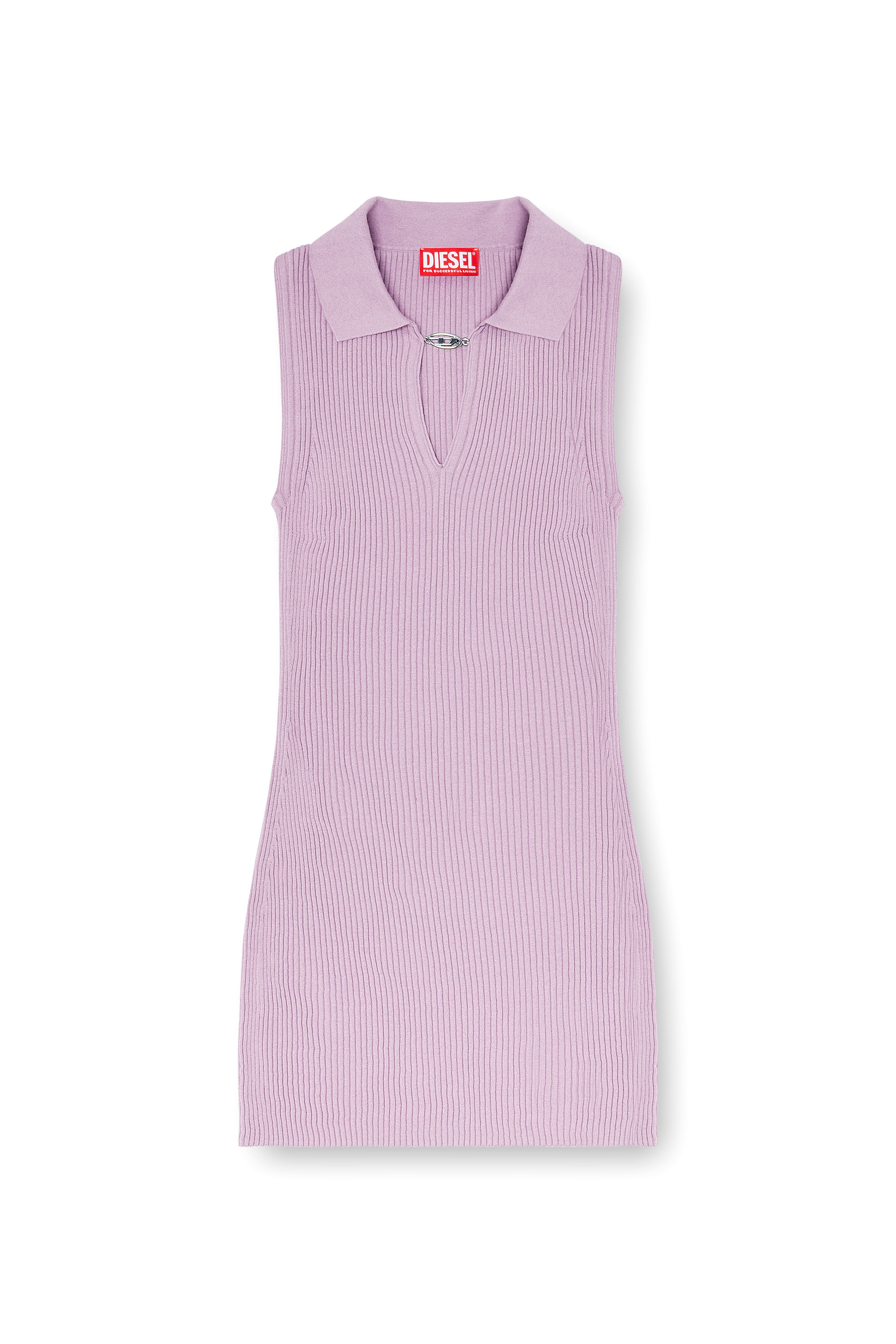 Diesel - M-LILMA, Abito polo corto in maglia a costine misto seta Donna in ToBeDefined - 1