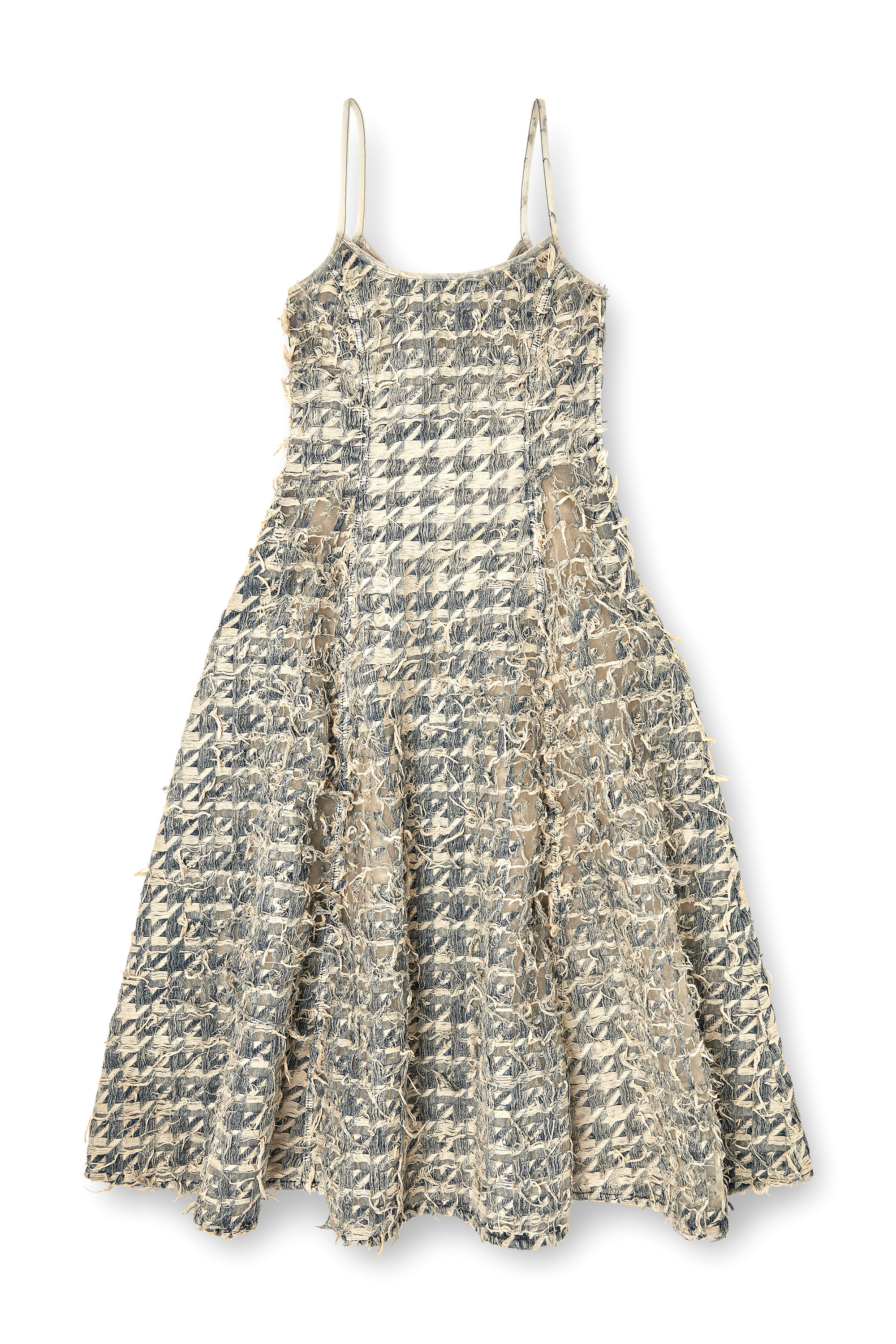 Diesel - DE-SWEENEY-LONG-FSH, Damen Langer Rock aus Dévoré-Hahnentritt-Denim in Hellblau - 3