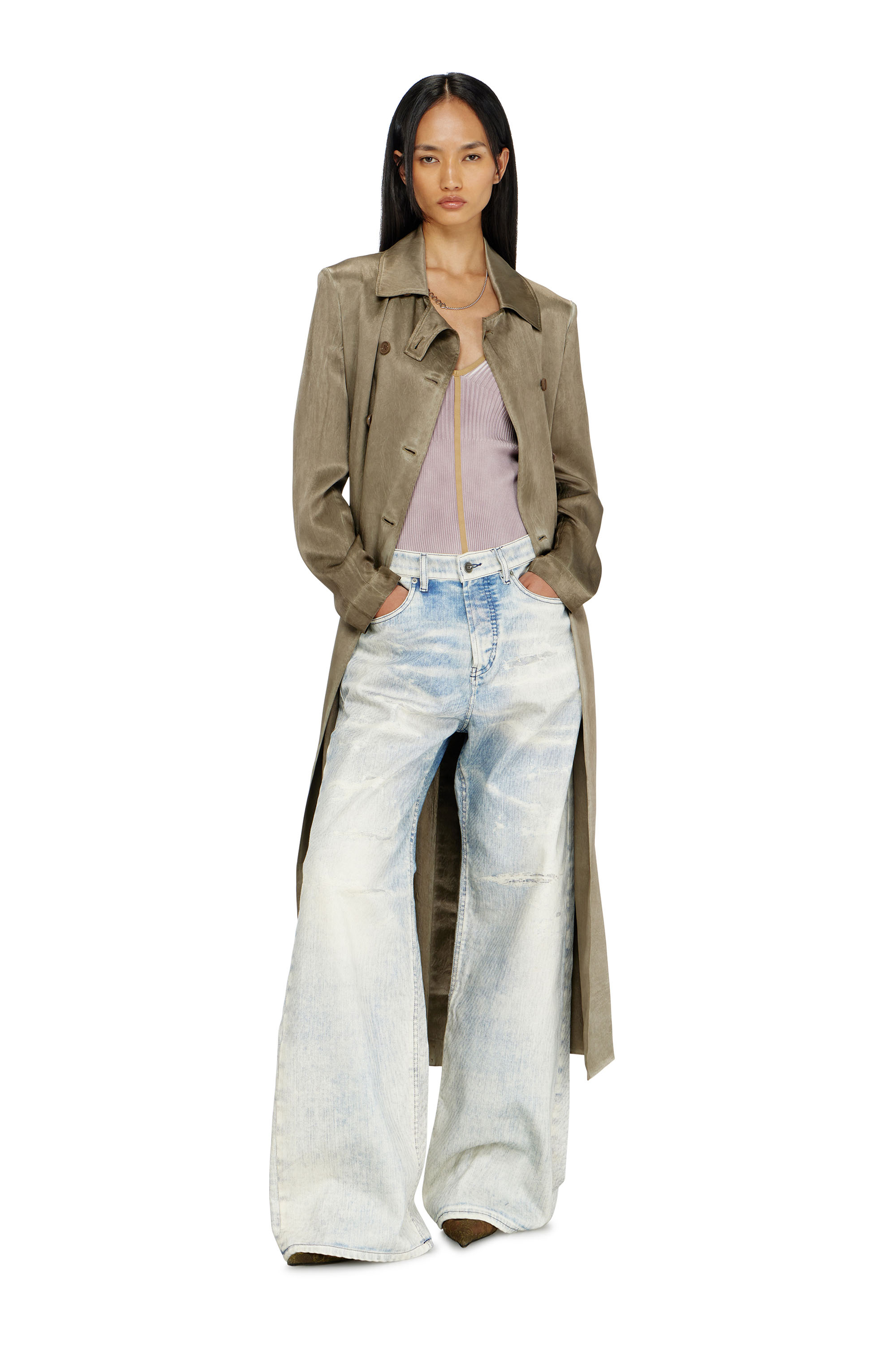 Diesel - G-LADES, Trench coat en satin froiss&eacute; Femme in ToBeDefined - 3