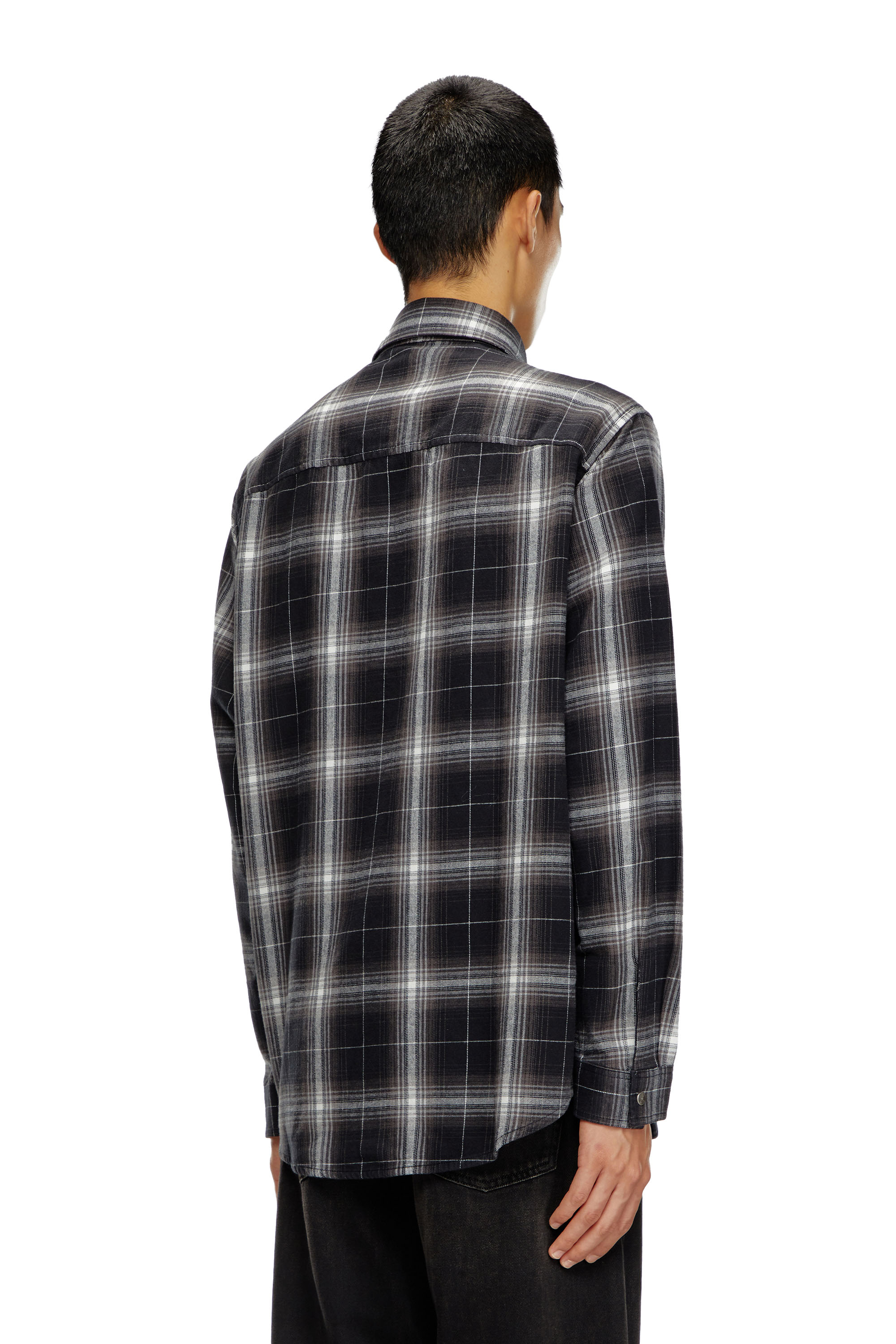 Diesel - S-SIMPLY-A, Man Check flannel shirt in Black - Image 3