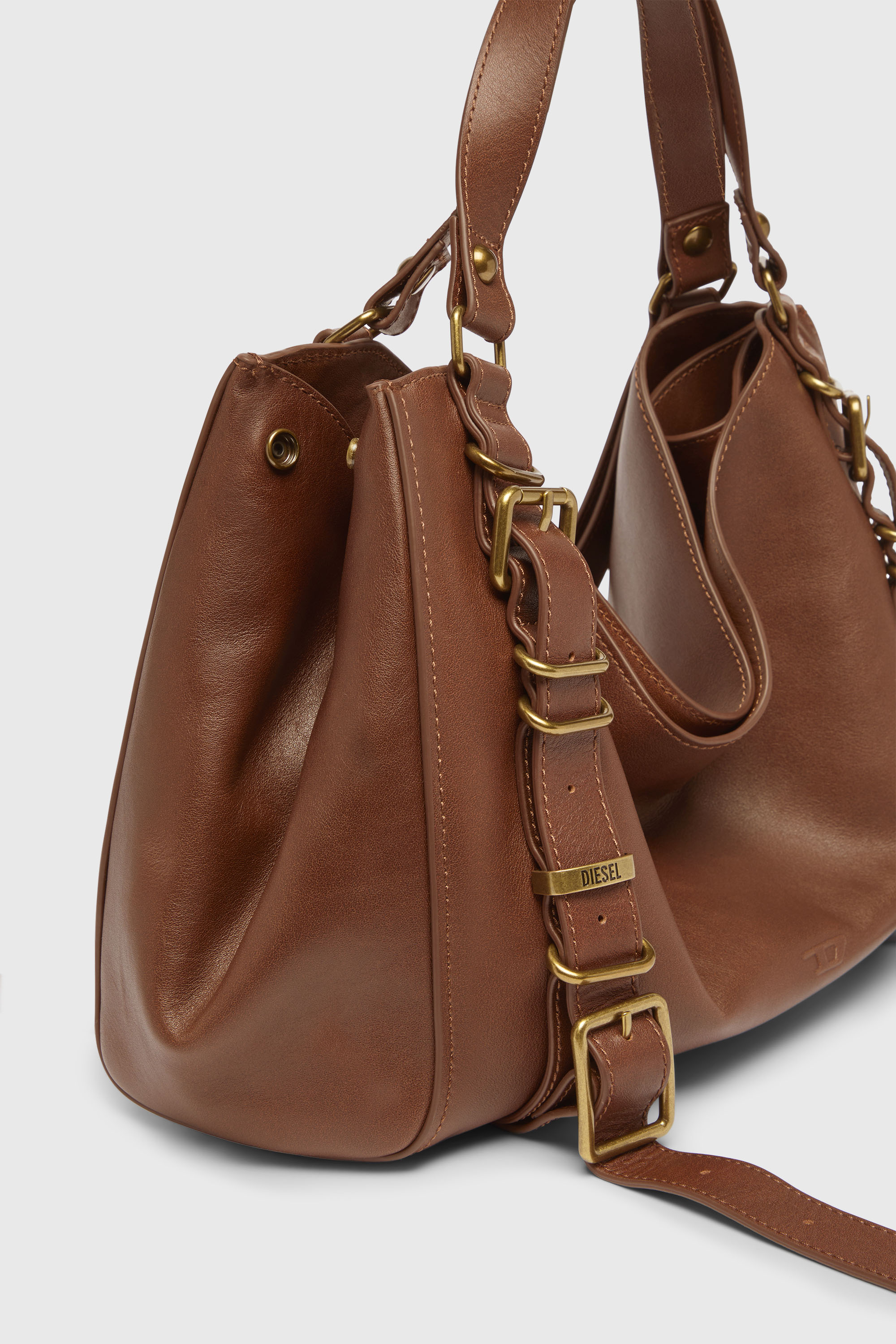 Diesel - D-ONE TOPHANDLE M, D-One-Borsa media a mano in pelle trattata Unisex in Marrone - 6