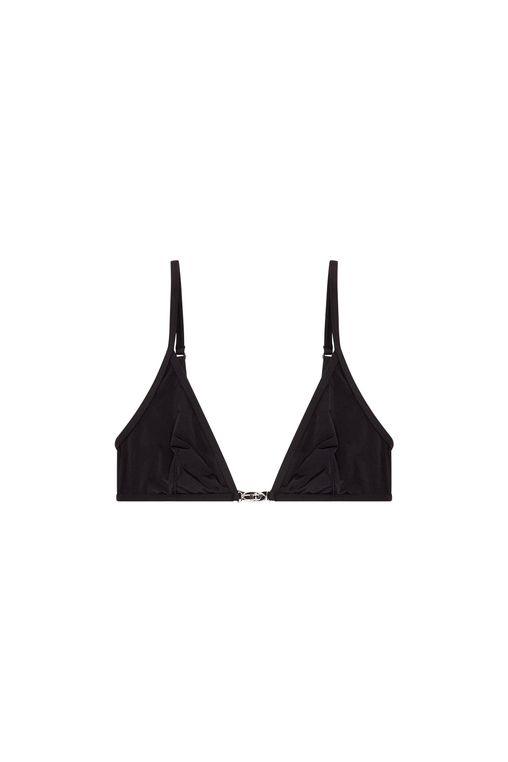 Diesel - UFSB-OVAL-D-TRIANGLE-BRA, Soutien-gorge triangulaire avec plaque Oval D Femme in Noir - 4