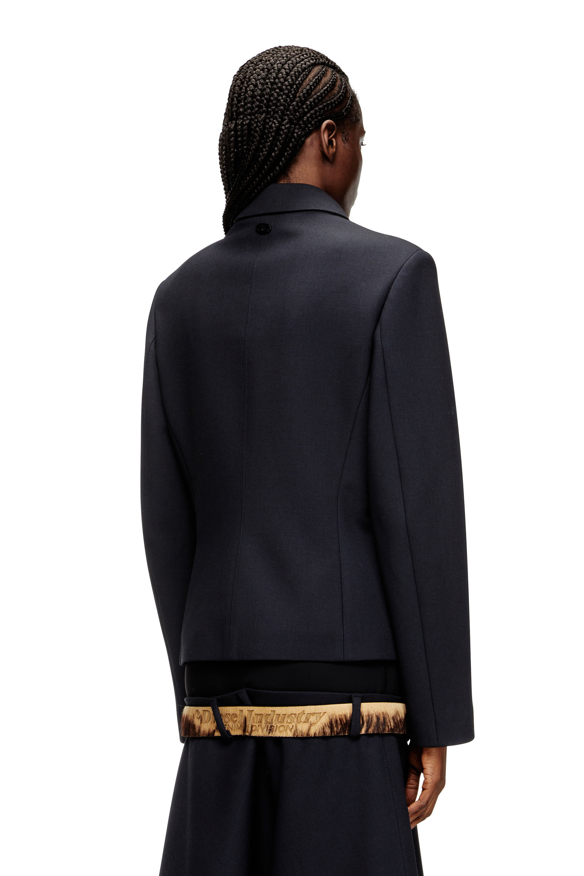 Diesel - G-CESARA-BOND, Damen Kragenjacke aus neoprenbeschichtetem Stoff in Dunkelblau - 4