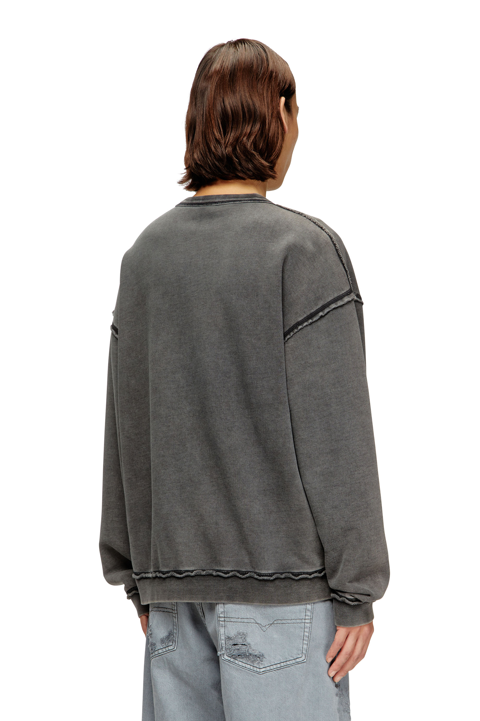 Diesel - S-BOXT-RAW-V1, Sweat-shirt en coton avec logo appliqué Homme in Gris - 4
