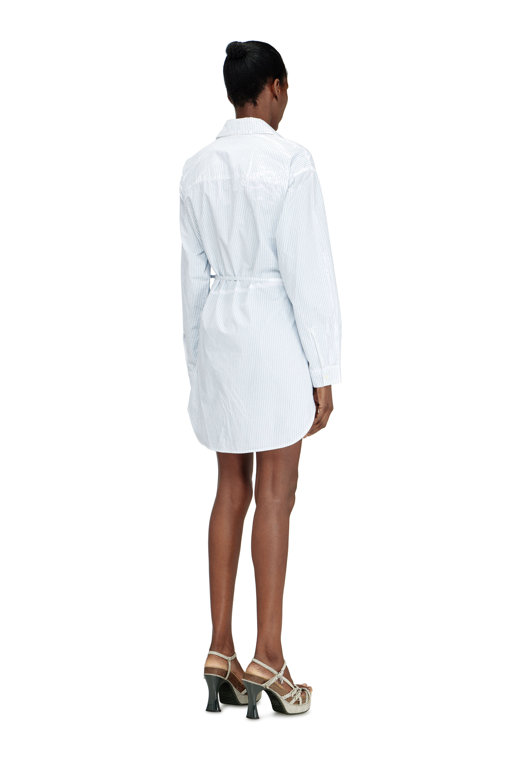 Diesel - D-DELPHOS-S2, Mini abito avvolgente in popeline con righe sottili Donna in Blu - 4