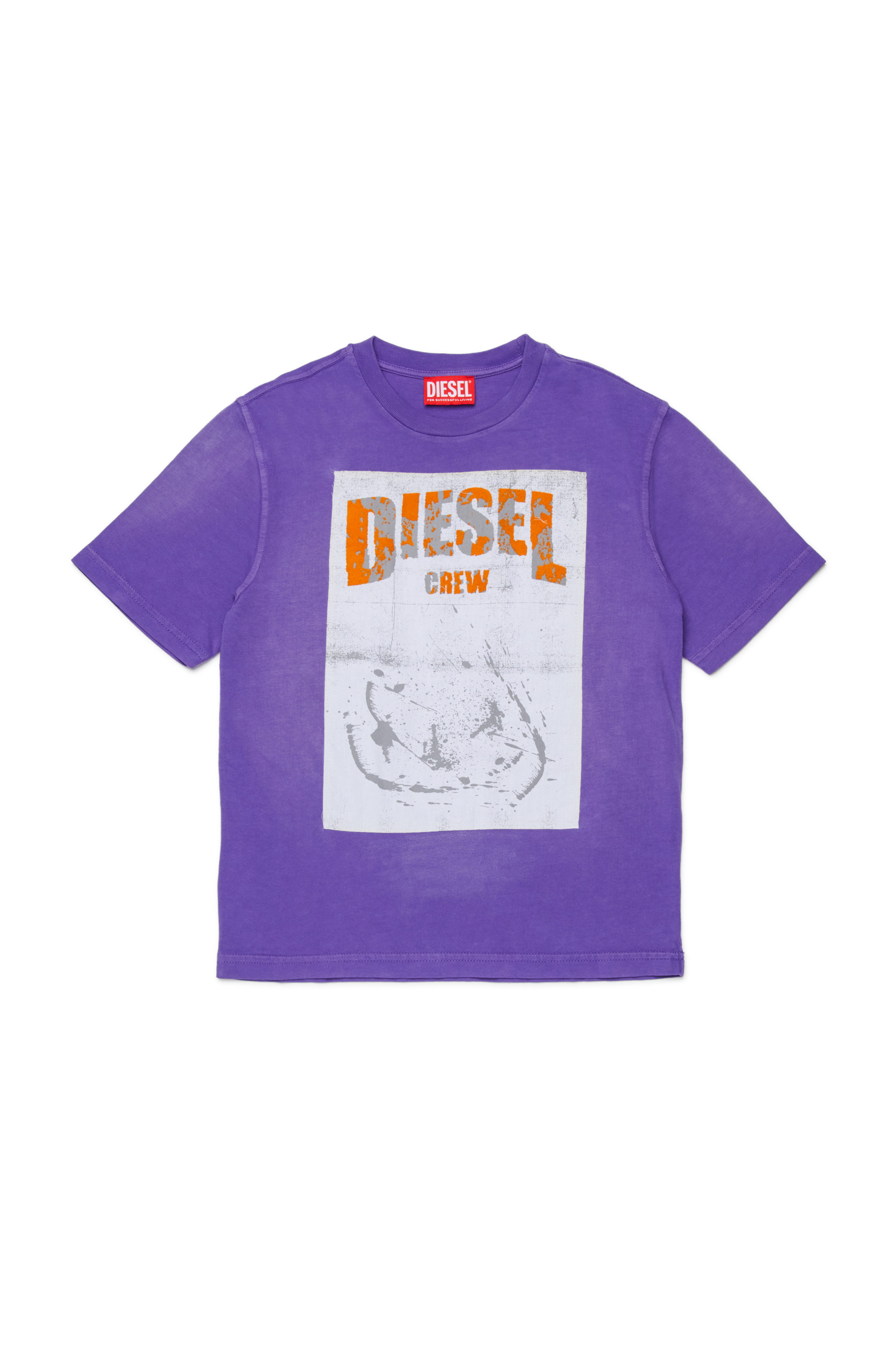 Diesel - TBERS OVER, T-shirt in cotone con stampa grafica Diesel floccata Uomo in Viola - 1
