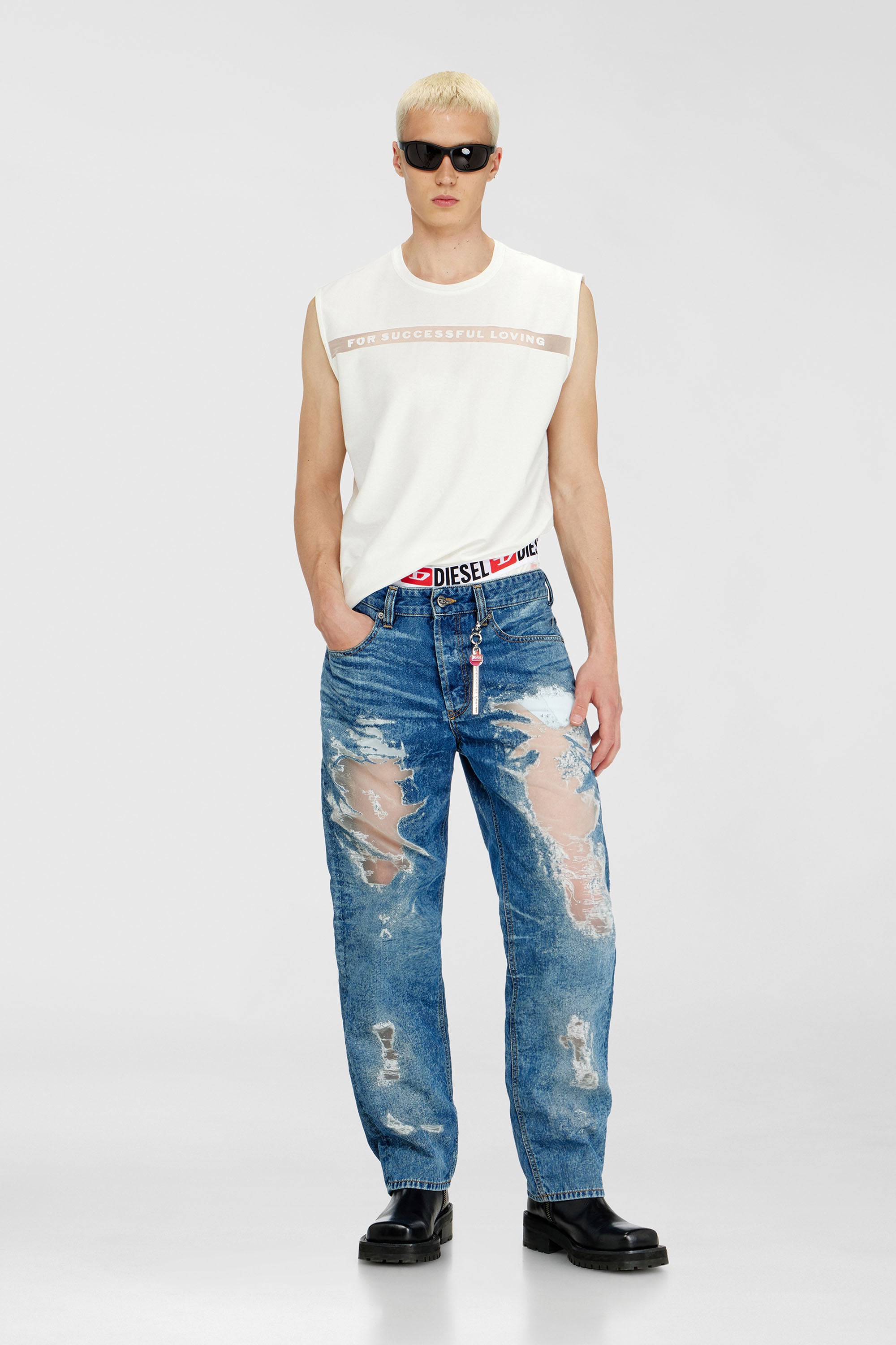 Diesel - PR-T-NORM-BISC-MATI-R, Canotta con logo For Successful Loving Unisex in Bianco - 1
