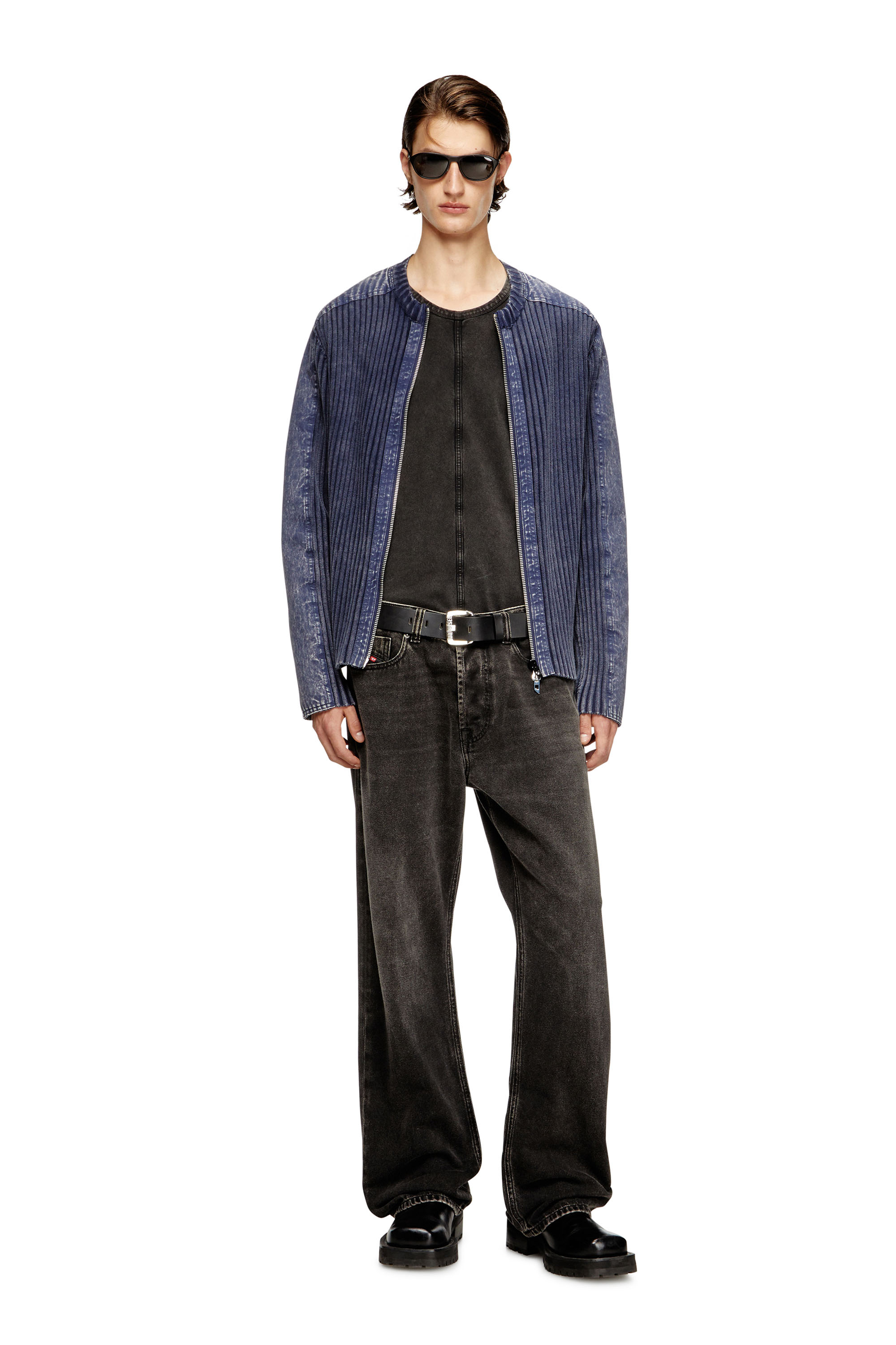Diesel - K-MATTY, Cardigan con zip e panelli a contrasto Uomo in Blu - 1