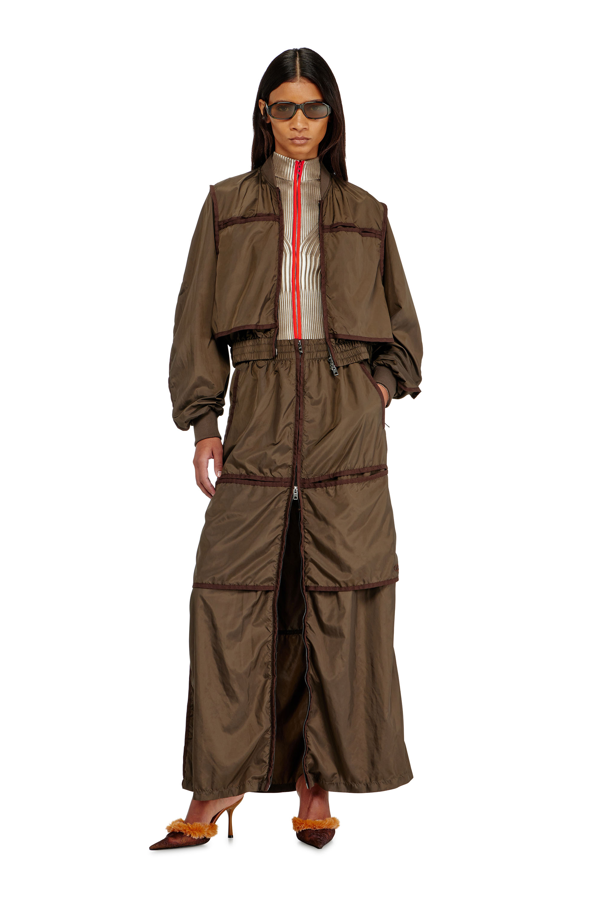 Diesel - O-HYTON, Gonna maxi stile windbreaker con zip frontale Donna in ToBeDefined - 1