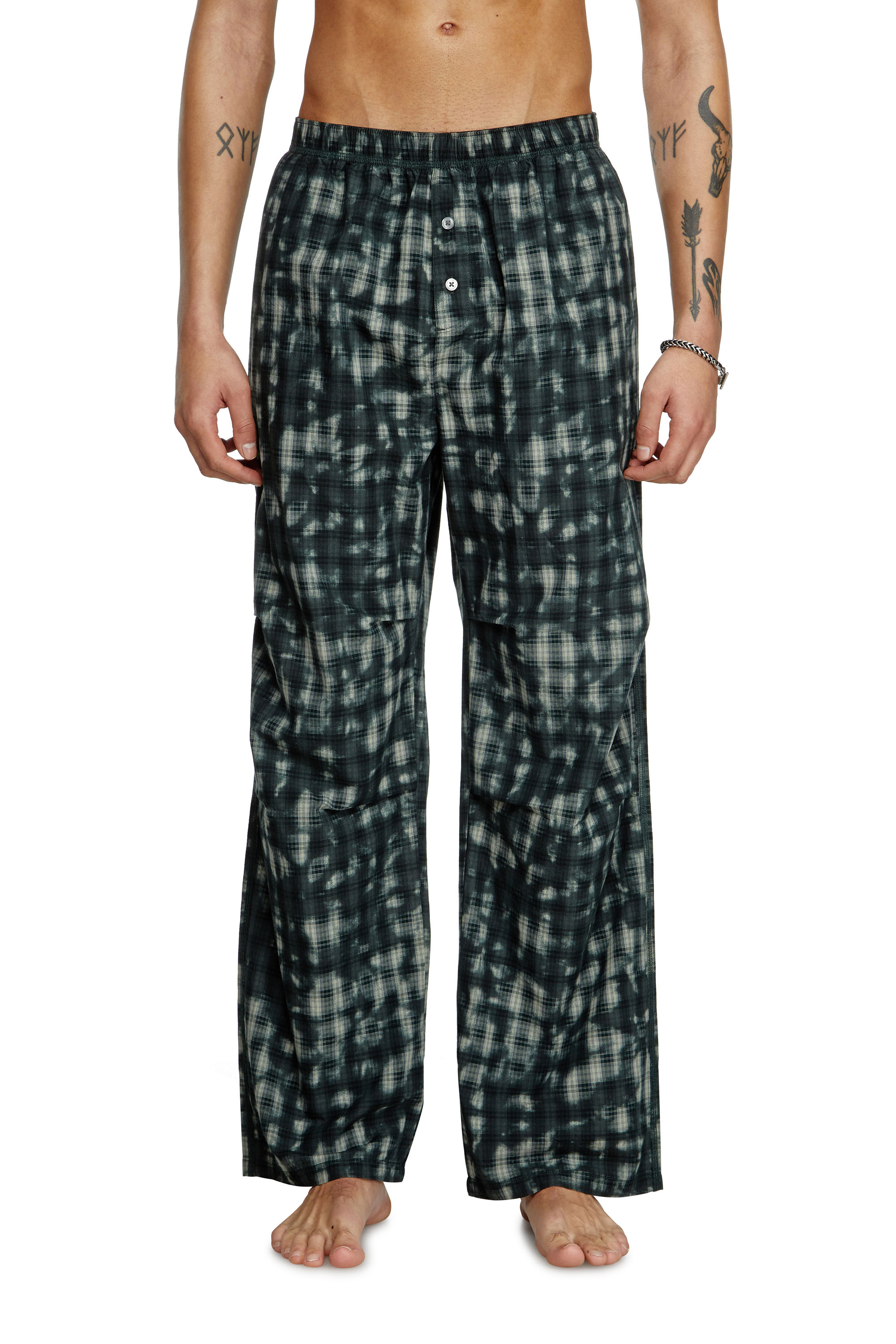 Diesel - VINCE-UTLT, Pantaloni pigiama con stampa check Unisex in Verde - 3