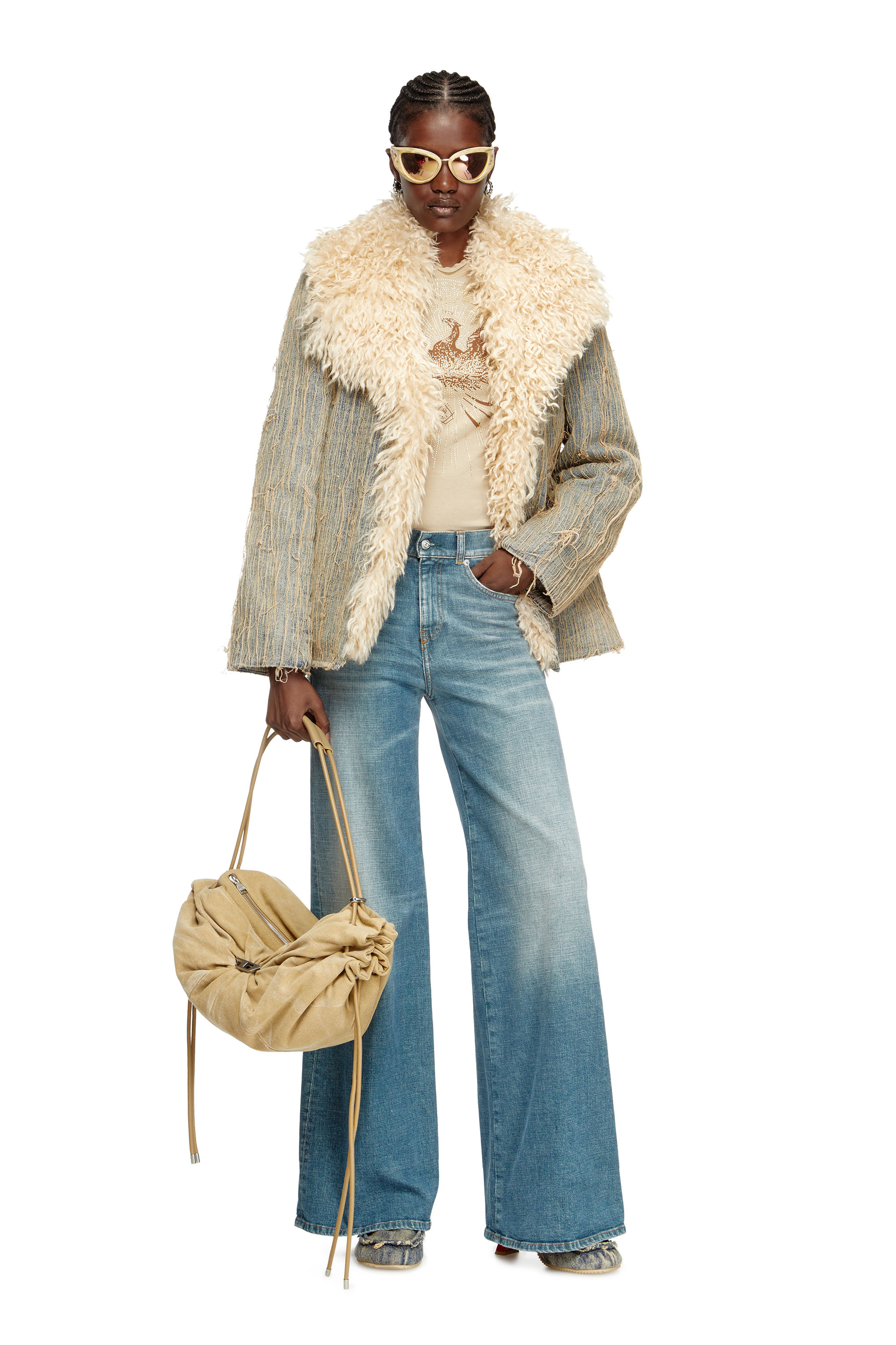 Diesel - DE-ACONIC-S, Veste en denim jacquard à fils flottants Femme in Bleu - 1