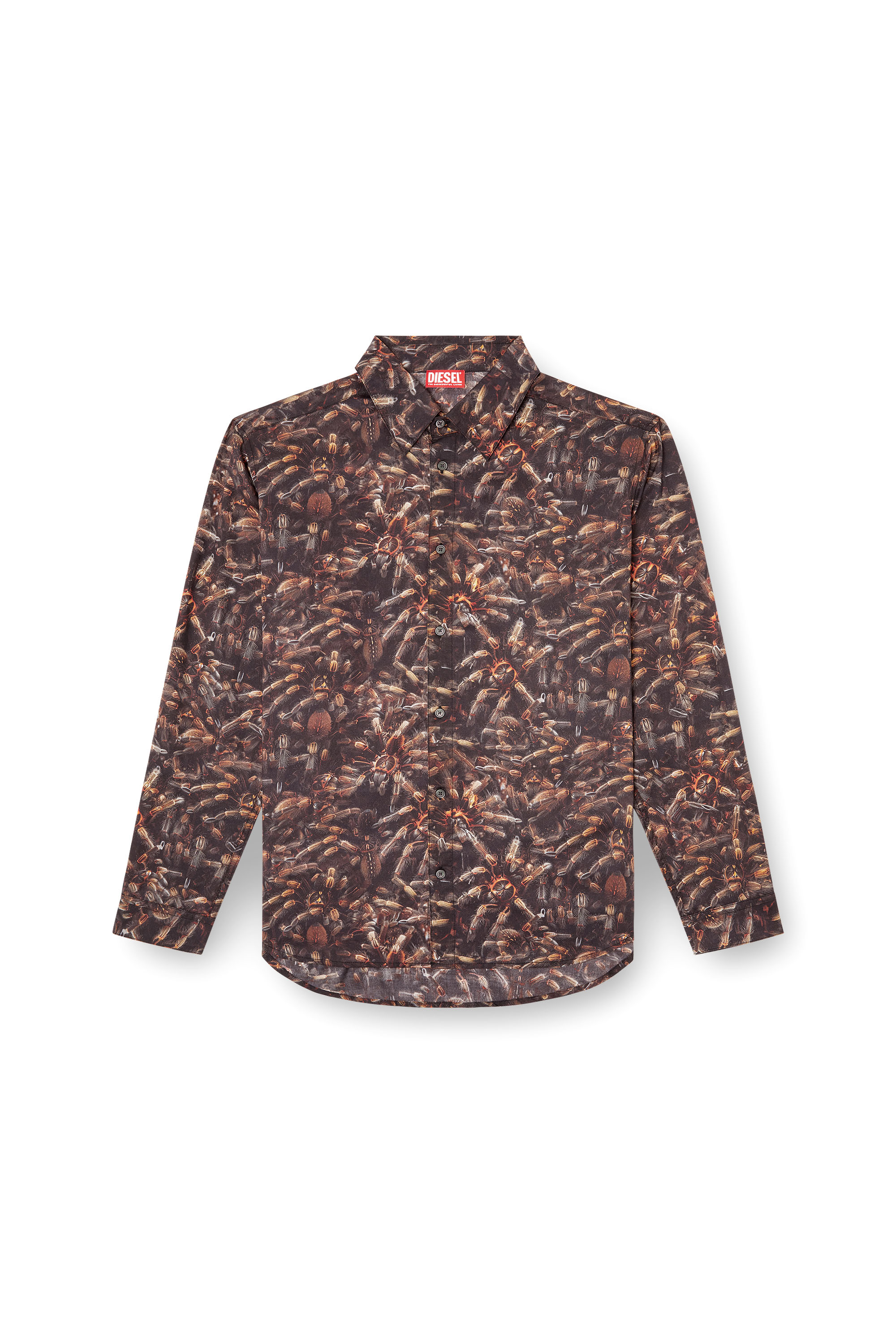 Diesel - S-SIMPLY-SPIDER-PJBK, Herren Lyocell-Hemd mit Allover-Print in Schwarz/Braun - 3