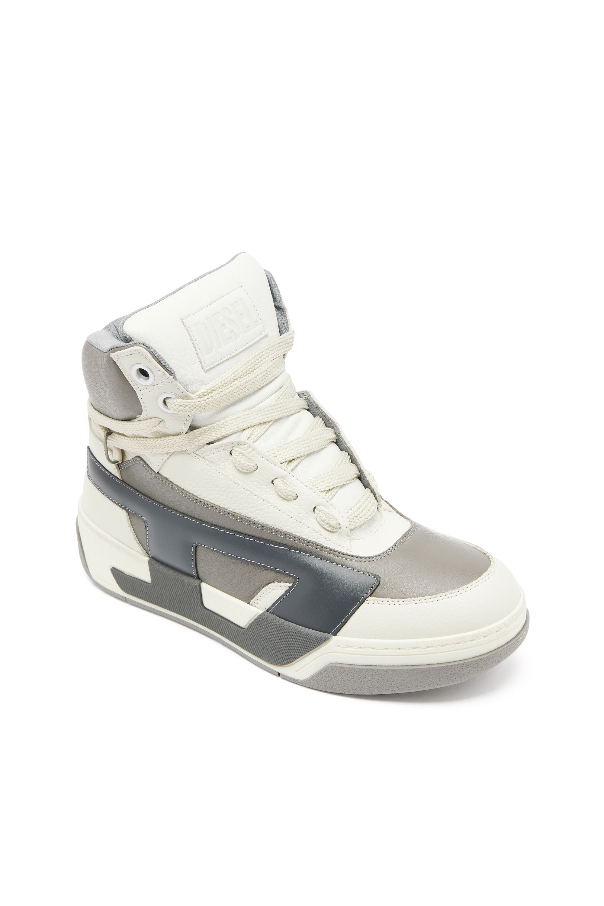 Diesel - S-D-OLLIE MID, Herren S-D-Ollie - High-Top-Sneaker aus Leder mit D-Logo in Wei&szlig;/Grau - 6