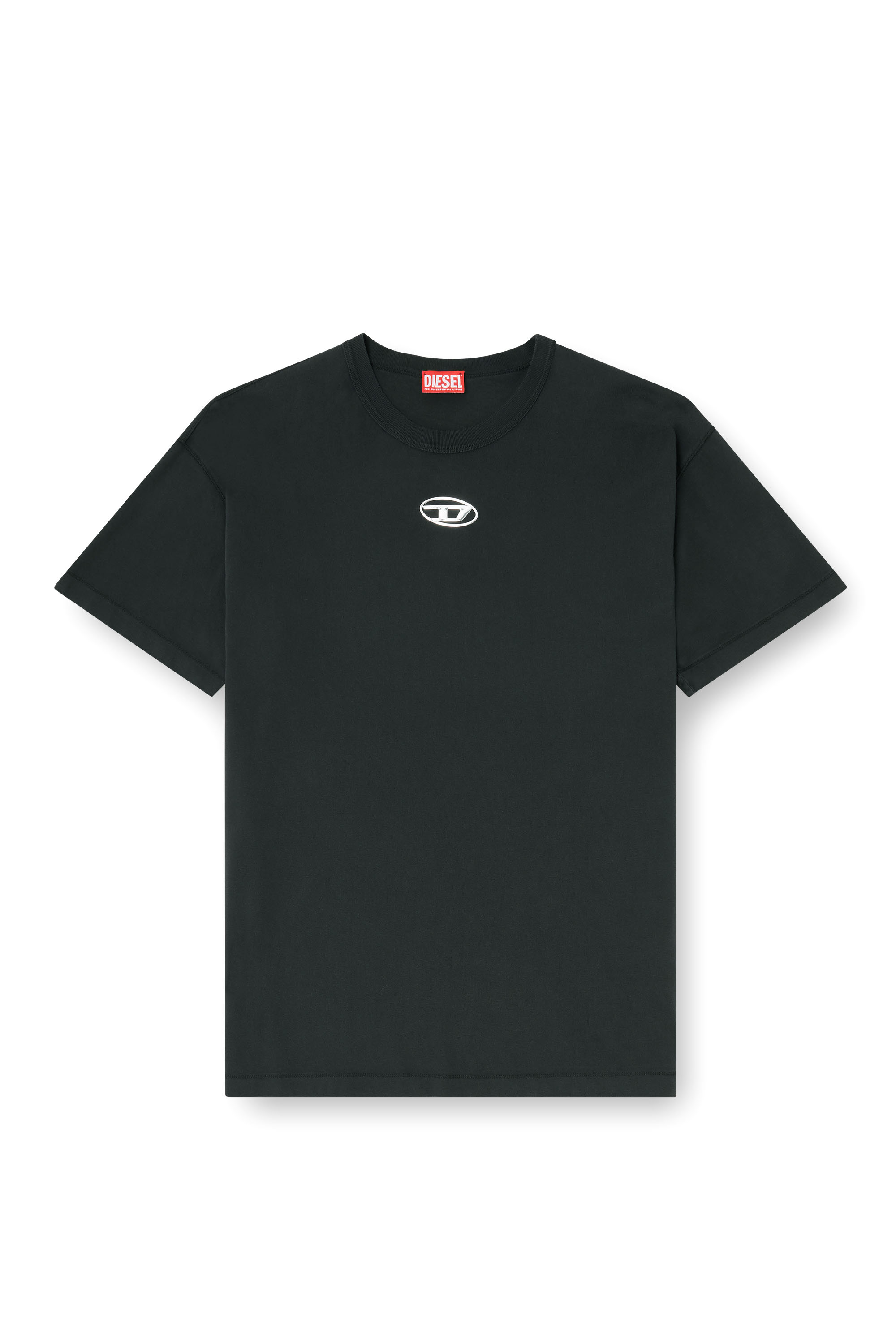 Diesel - T-NORM-IOD, Herren Leichtes Baumwoll-T-Shirt mit metallischem ovalem D-Logo in Schwarz - 3