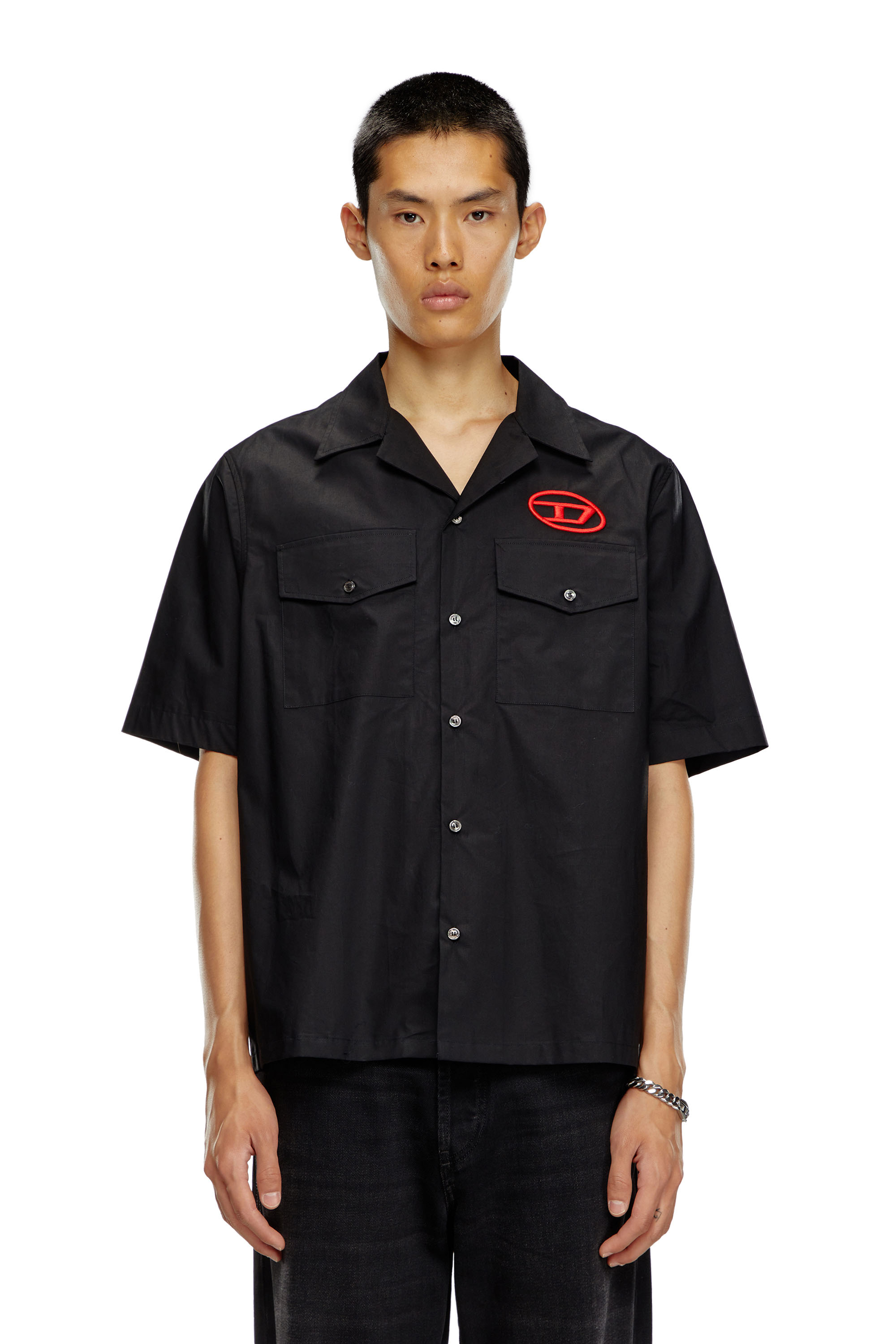 Diesel - S-MAC-22-B, Man Bowling shirt with embroidered logo in Black - Image 4