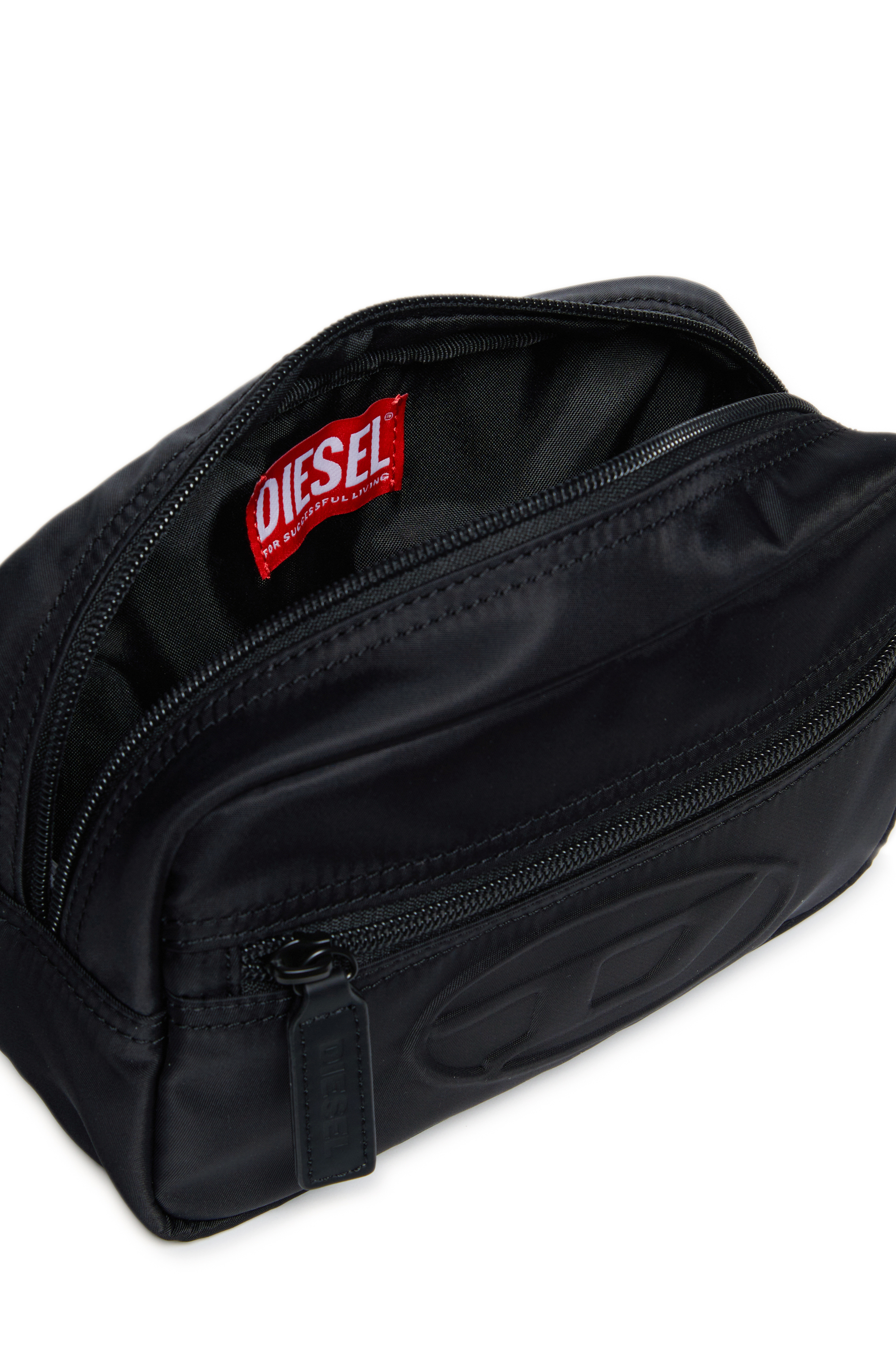 Diesel - WDEMBOSSED, Unisex's Nylon belt bag with embossed logo in Black - 5