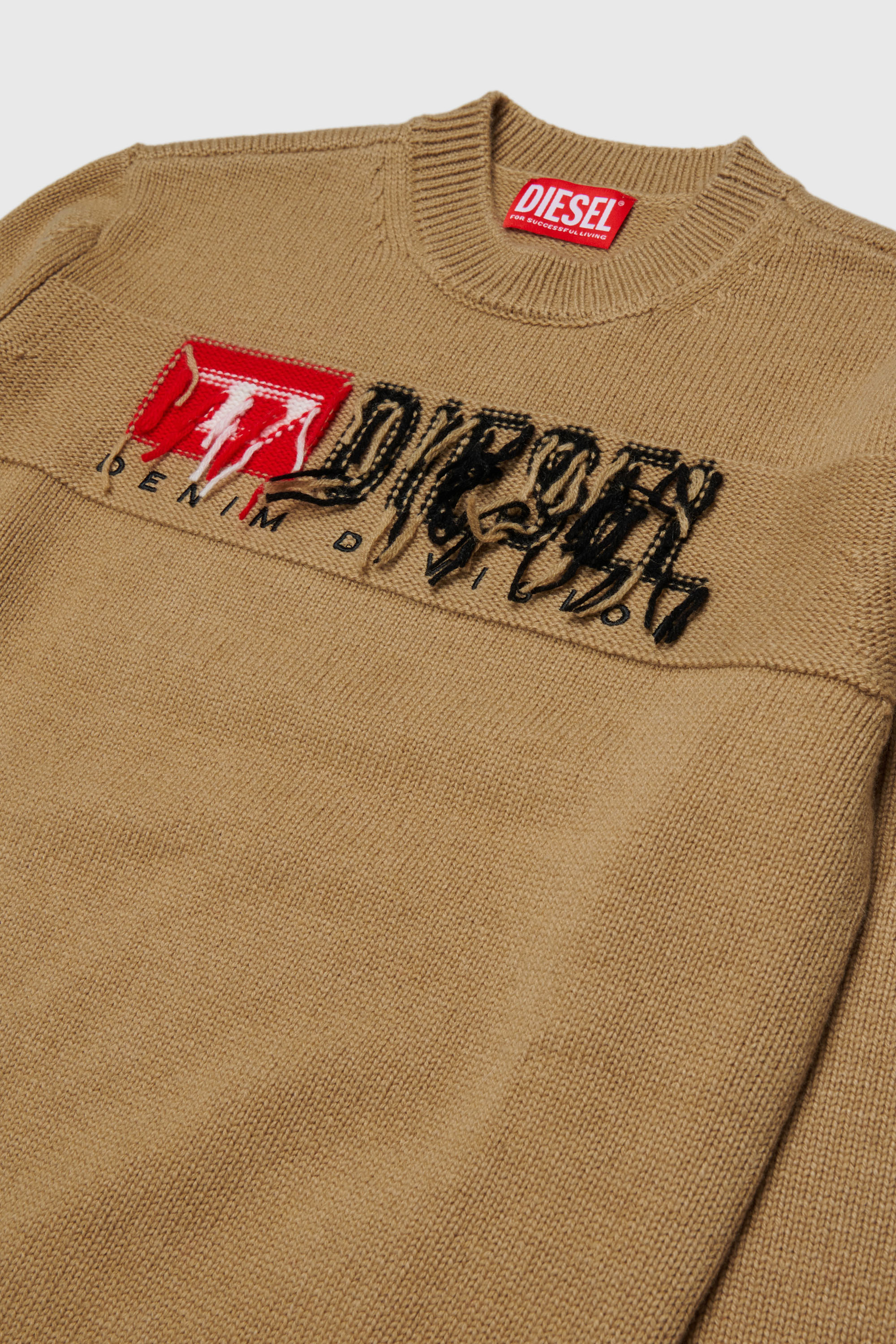 Diesel - KONZI OVER, Maglia in cachemire con logo destroyed Uomo in Marrone - 3