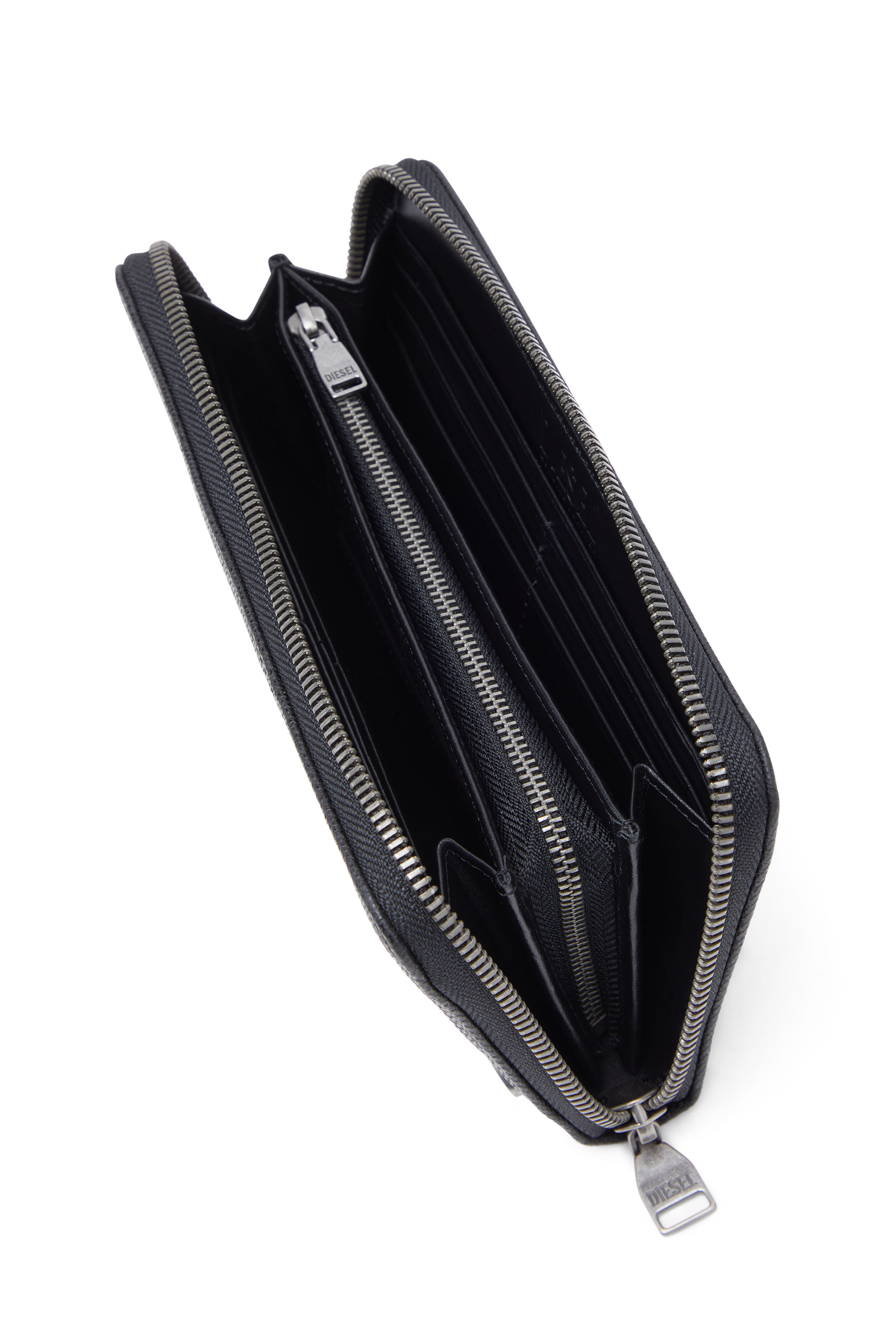 Diesel - CONTINENTAL ZIP L, Long portefeuille zippé en cuir texturé Homme in Noir - 3