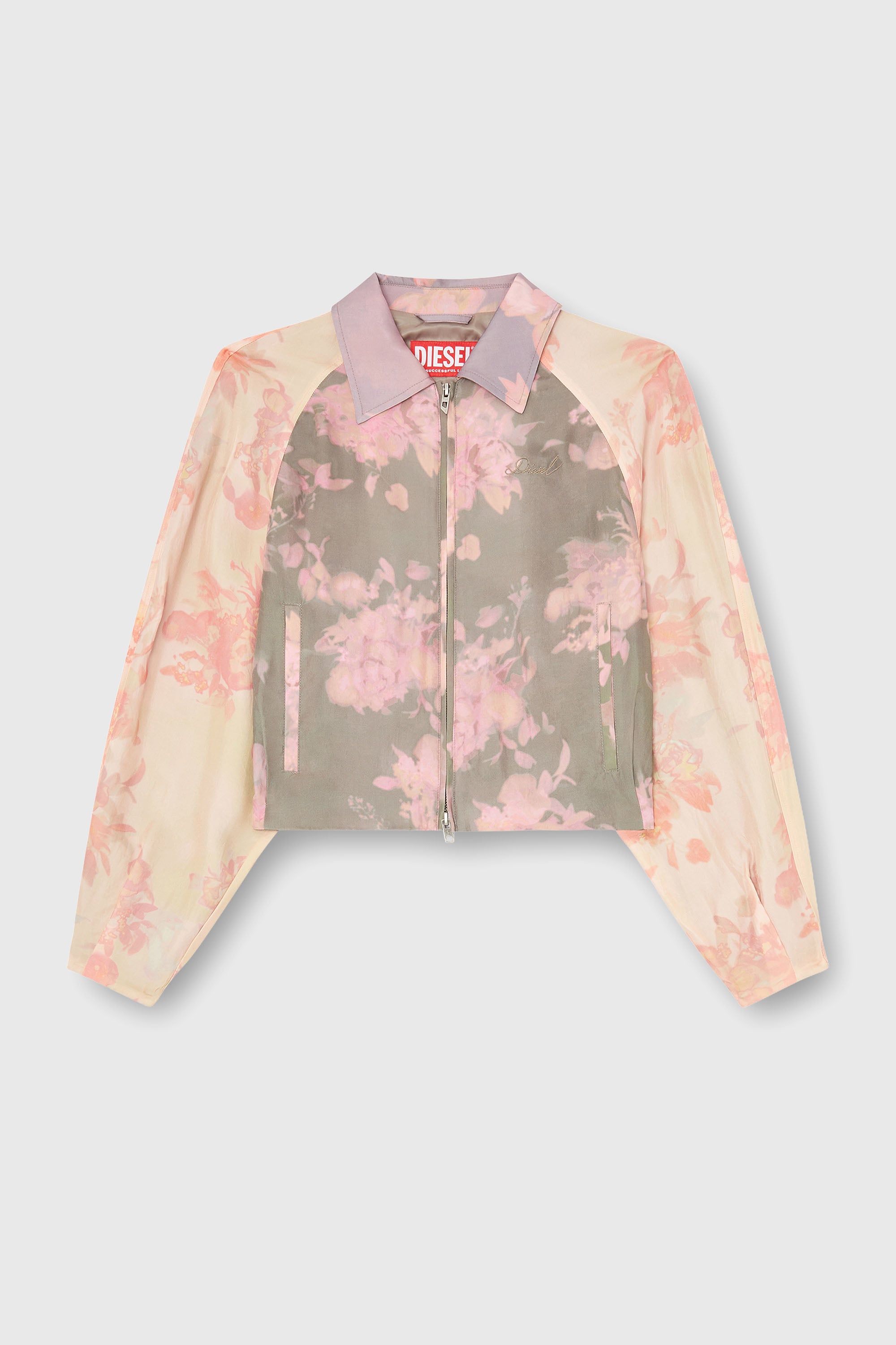 Diesel - G-ALENA, Blouson bomber fleuri en ac&eacute;tate froiss&eacute; Femme in Polychrome - 2