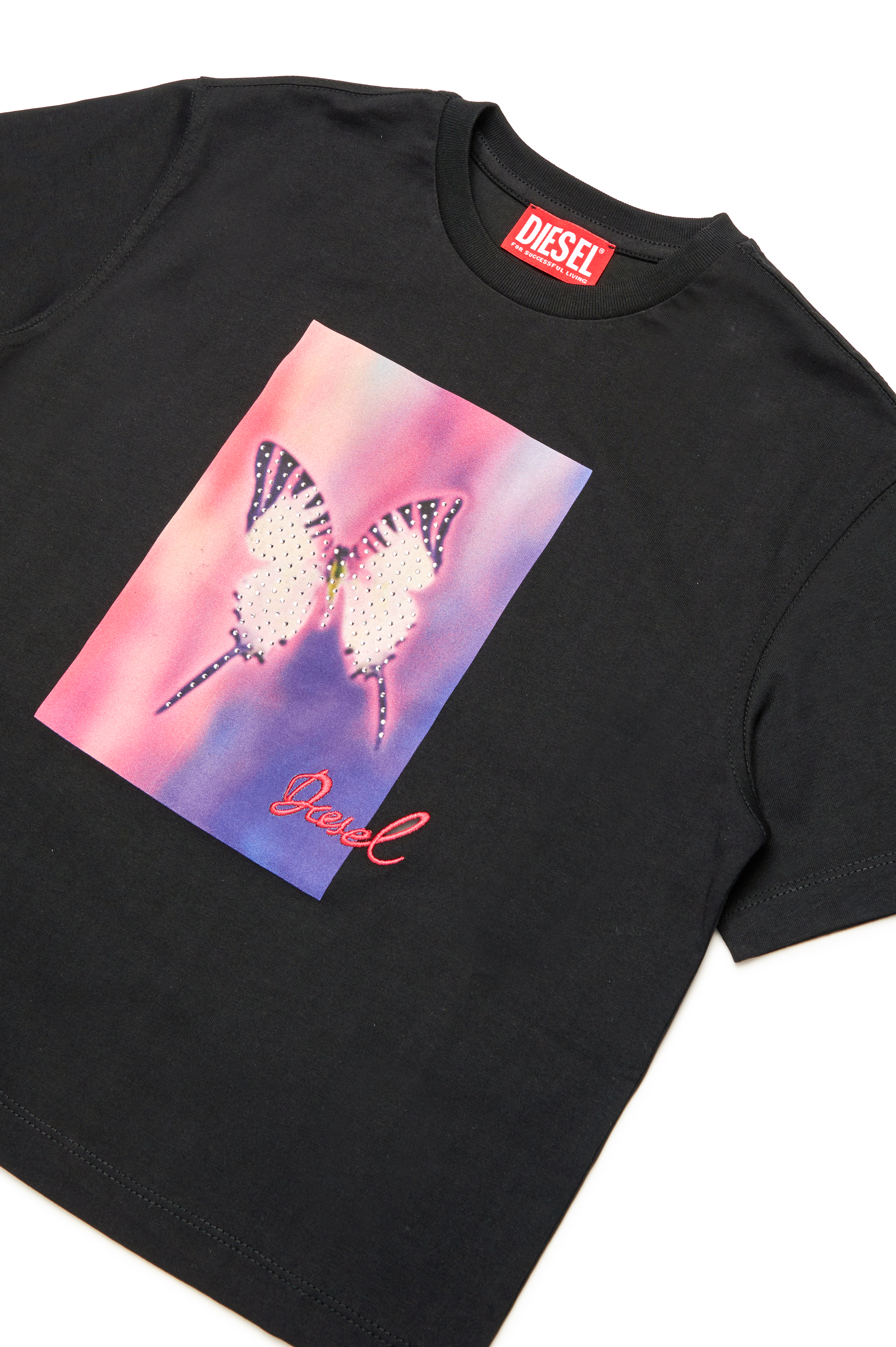 Diesel - TDANNYL1, Femme T-shirt avec imprimé papillon strass in Noir - Image 3