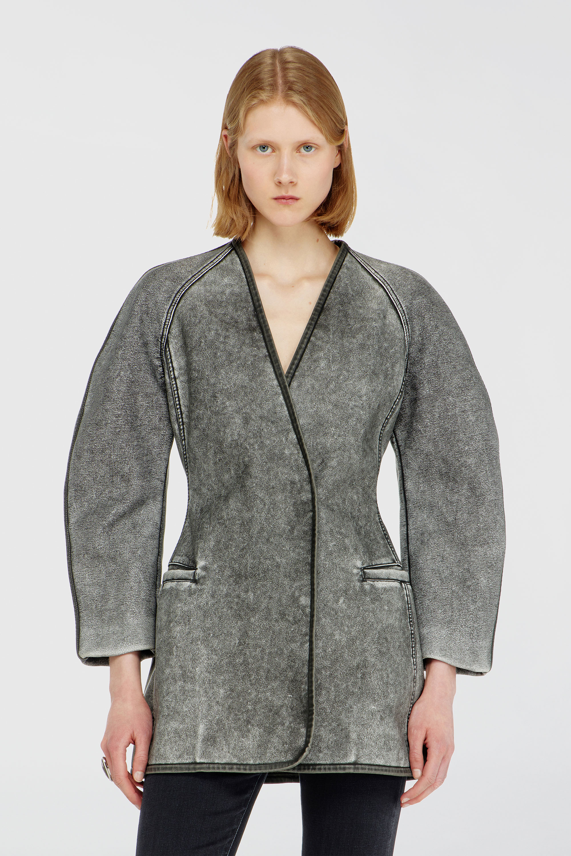 Diesel - G-ALAX, Veste cardigan avec manches cocon Femme in Gris - 1