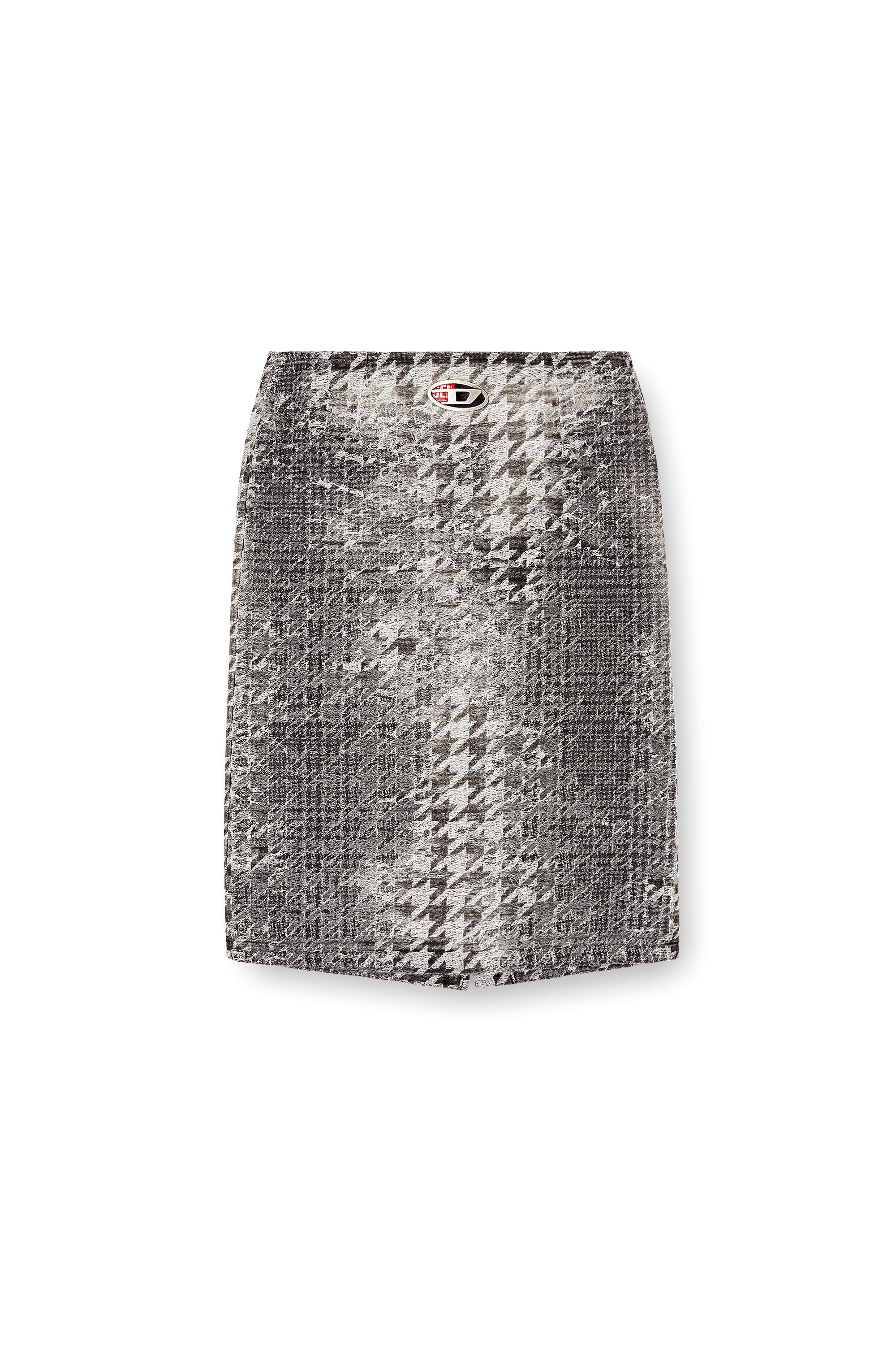 Diesel - DE- RATHIAN-FSH, Damen Midi-Rock aus Prince-of-Wales-Jacquard-Denim in Schwarz/Weiss - 3