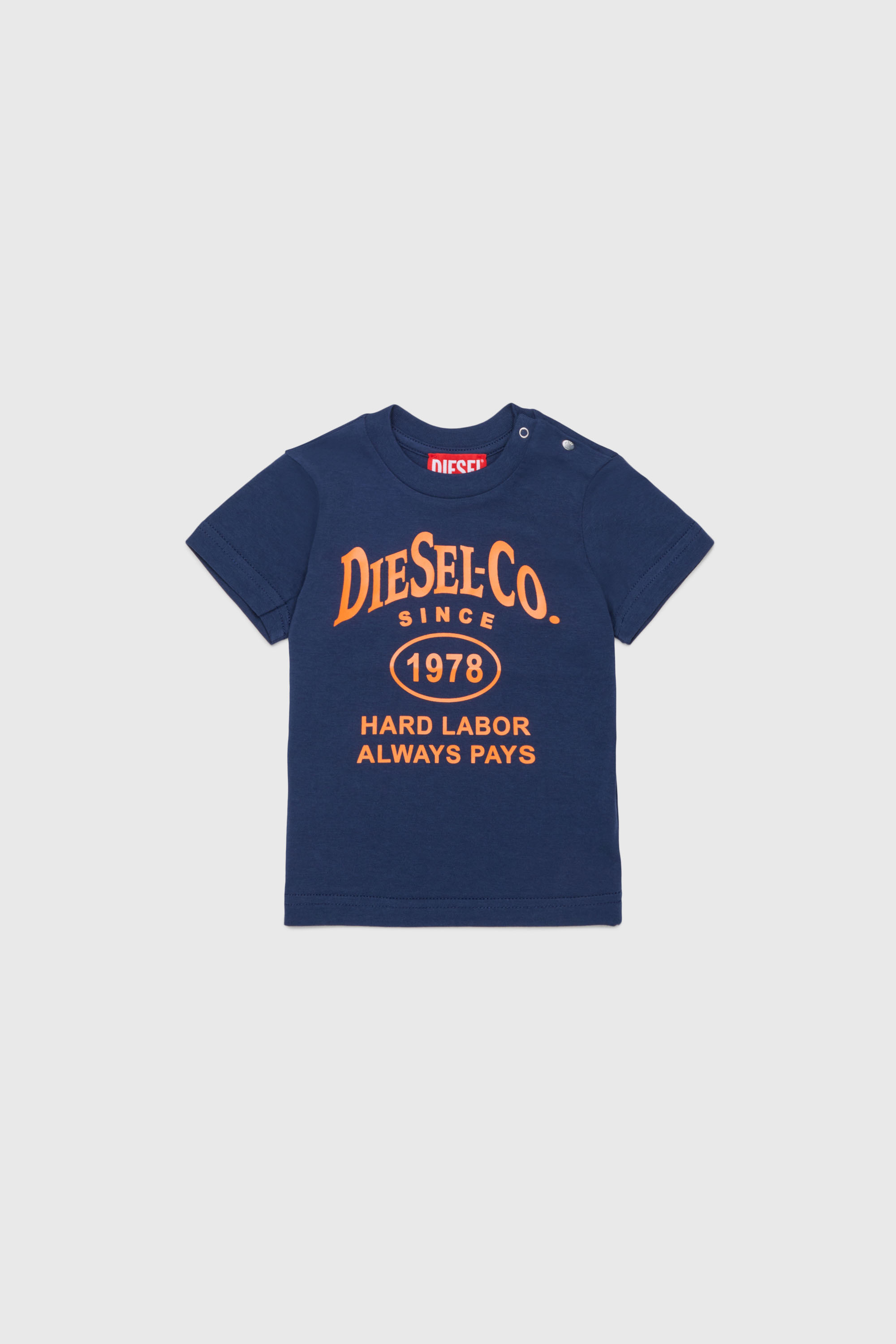 Diesel - TSINB, T-shirt in cotone con stampa slogan Uomo in Blu - 1
