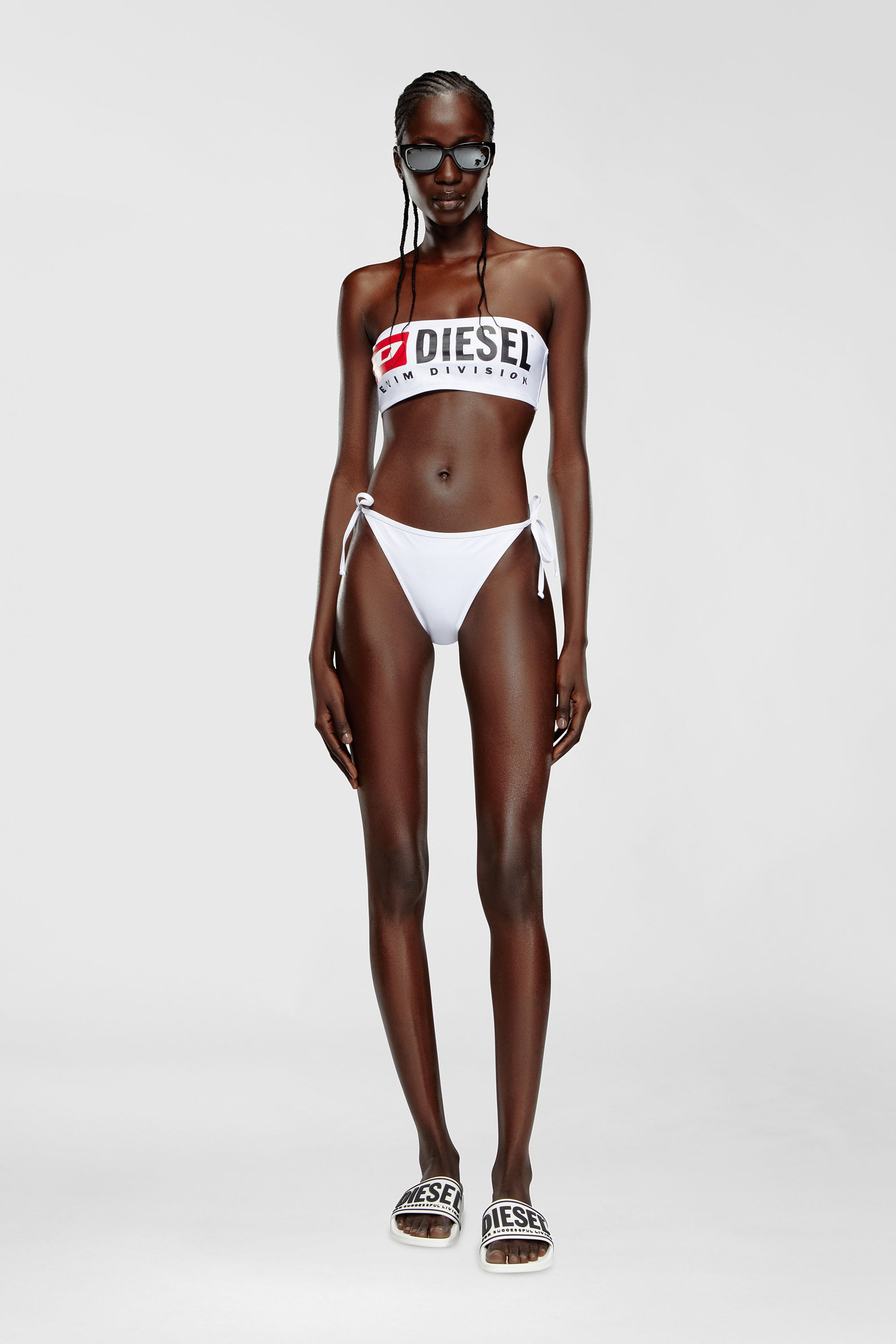 Diesel - BFB-BRYNA, Woman's Bandeau bikini top with maxi logo in White - 2