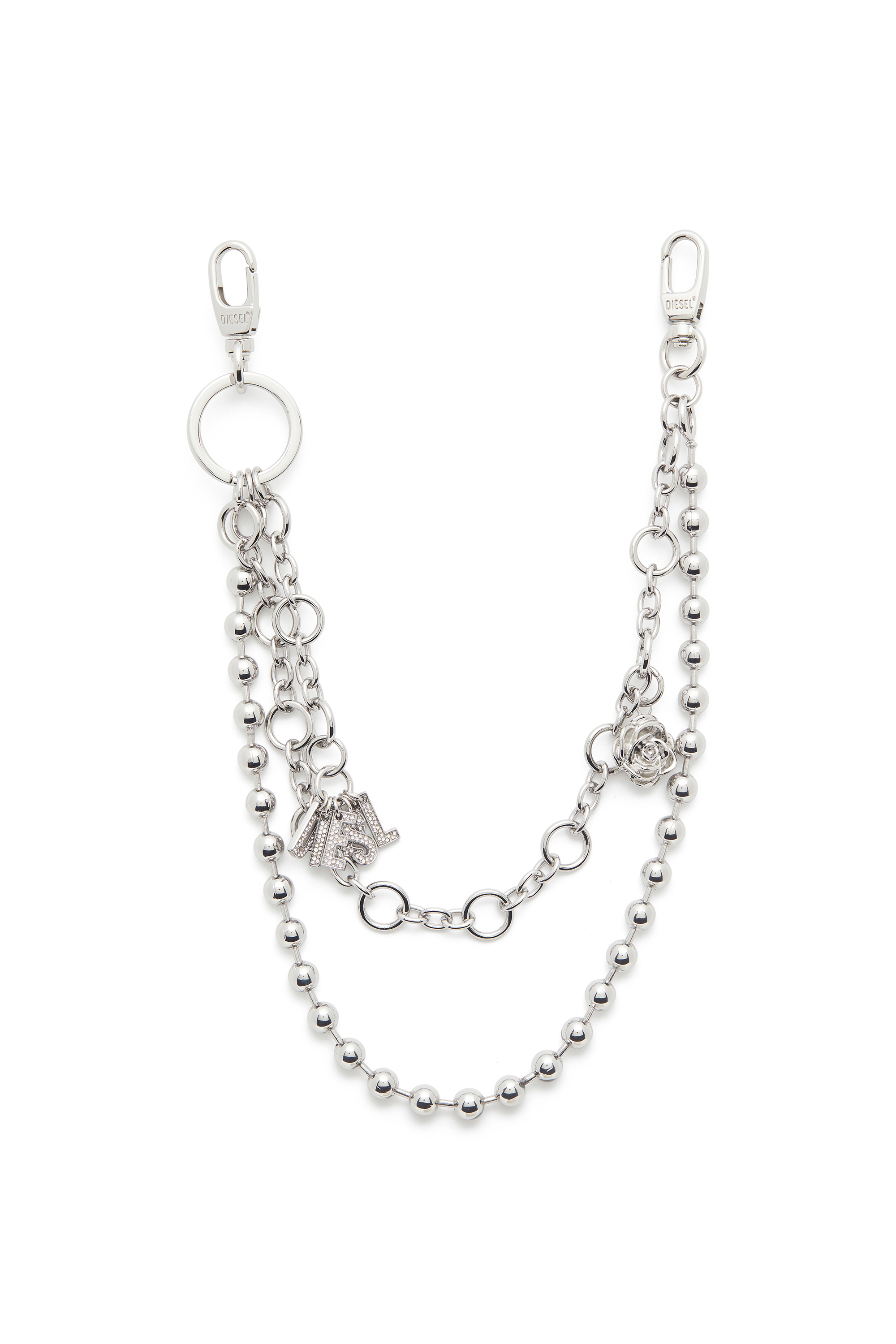Diesel - CHAIN-D II L, Breloque en m&eacute;tal avec cha&icirc;nes et pendentifs Femme in Gris argent&eacute; - 1