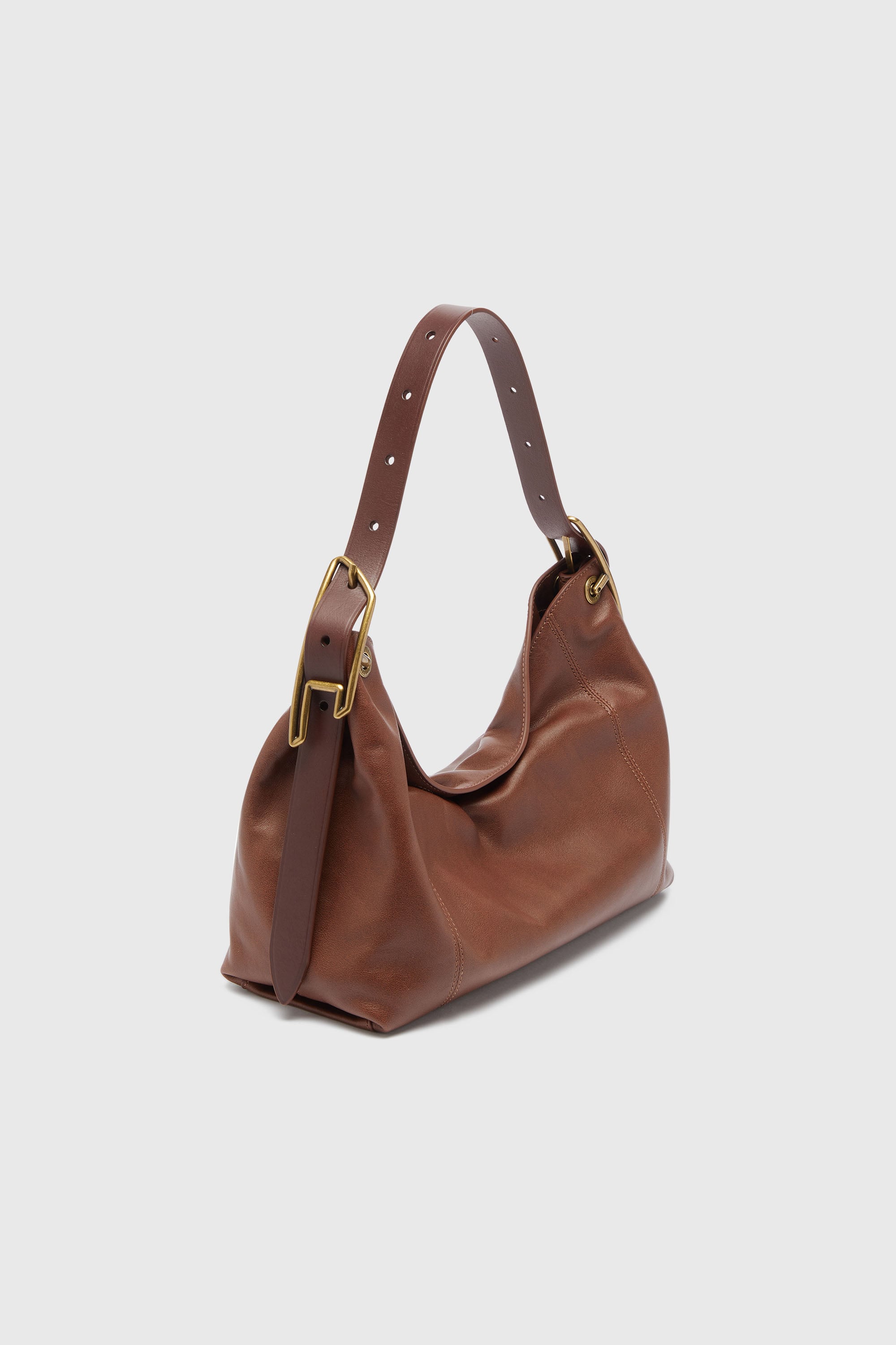 Diesel - D-LINE HOBO S, Damen D-Line Schultertasche aus Leder in Dunkelbraun - 5
