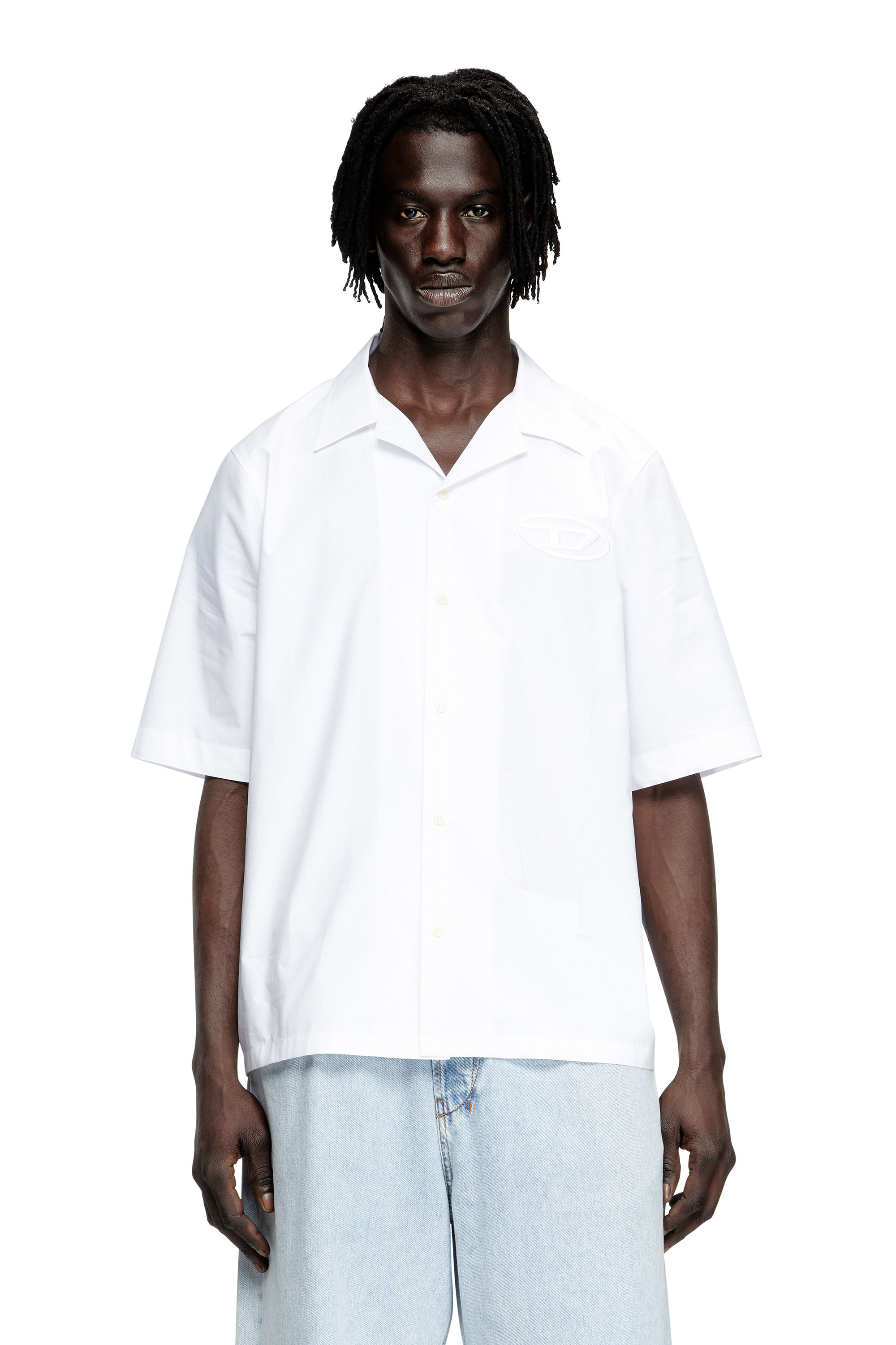 Diesel - S-MAC-PCAL, Chemise de bowling avec logo Oval D Homme in Blanc - 3
